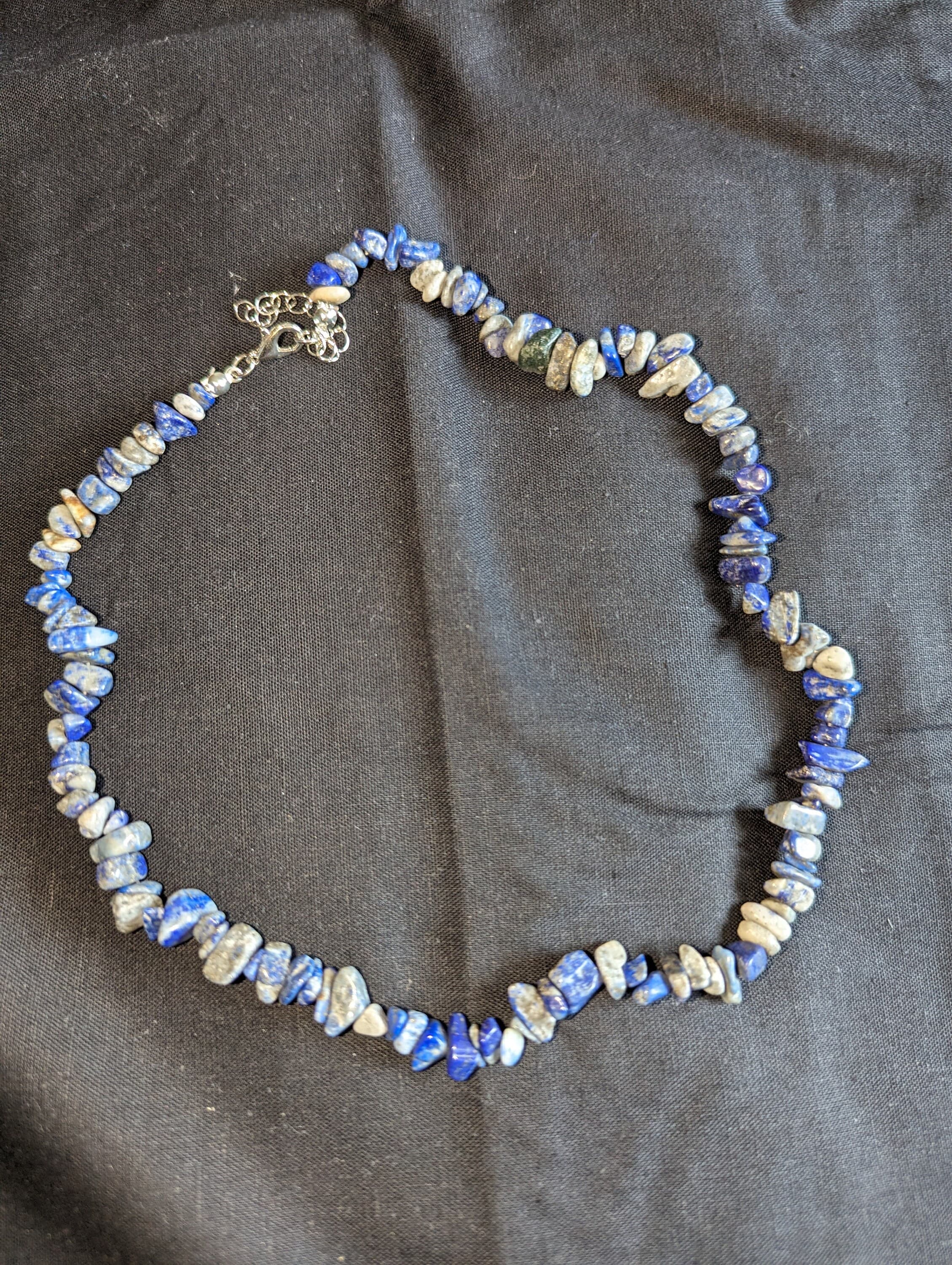 Lapis lazuli natural gem stone Bohemian necklace