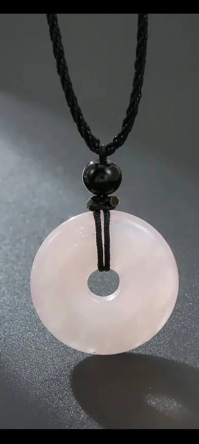 Natural rose quartz Peace Buckle Adjustable Handmade Braided pendant necklace  Necklace