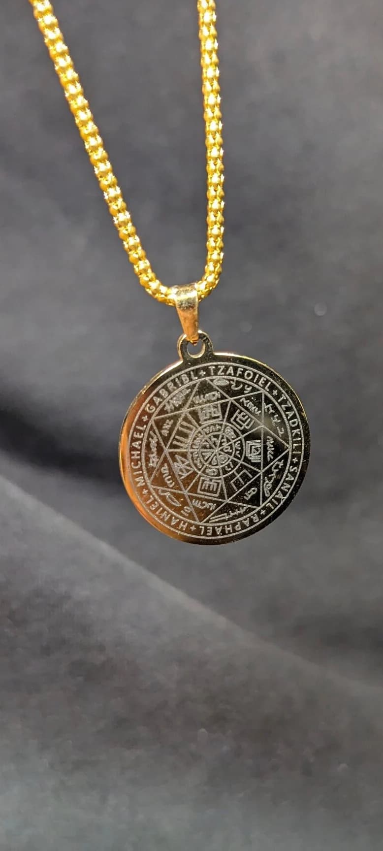 Seven angels protective pendant gold plated stainless steel, perfect for birthday gift