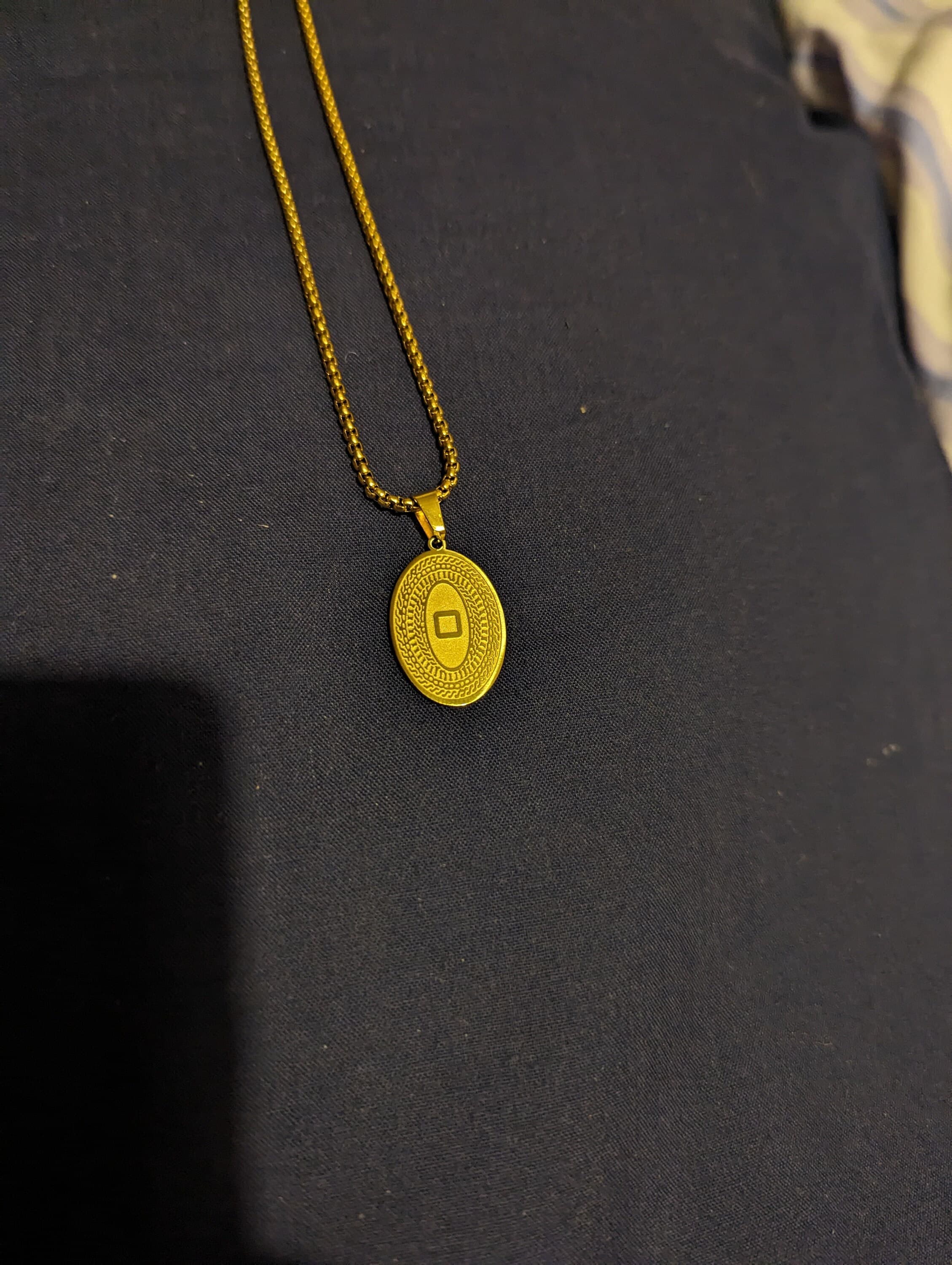 Dainty oval coin gold necklace , stainless steel medallion, pendant,birthday , gift - image 2