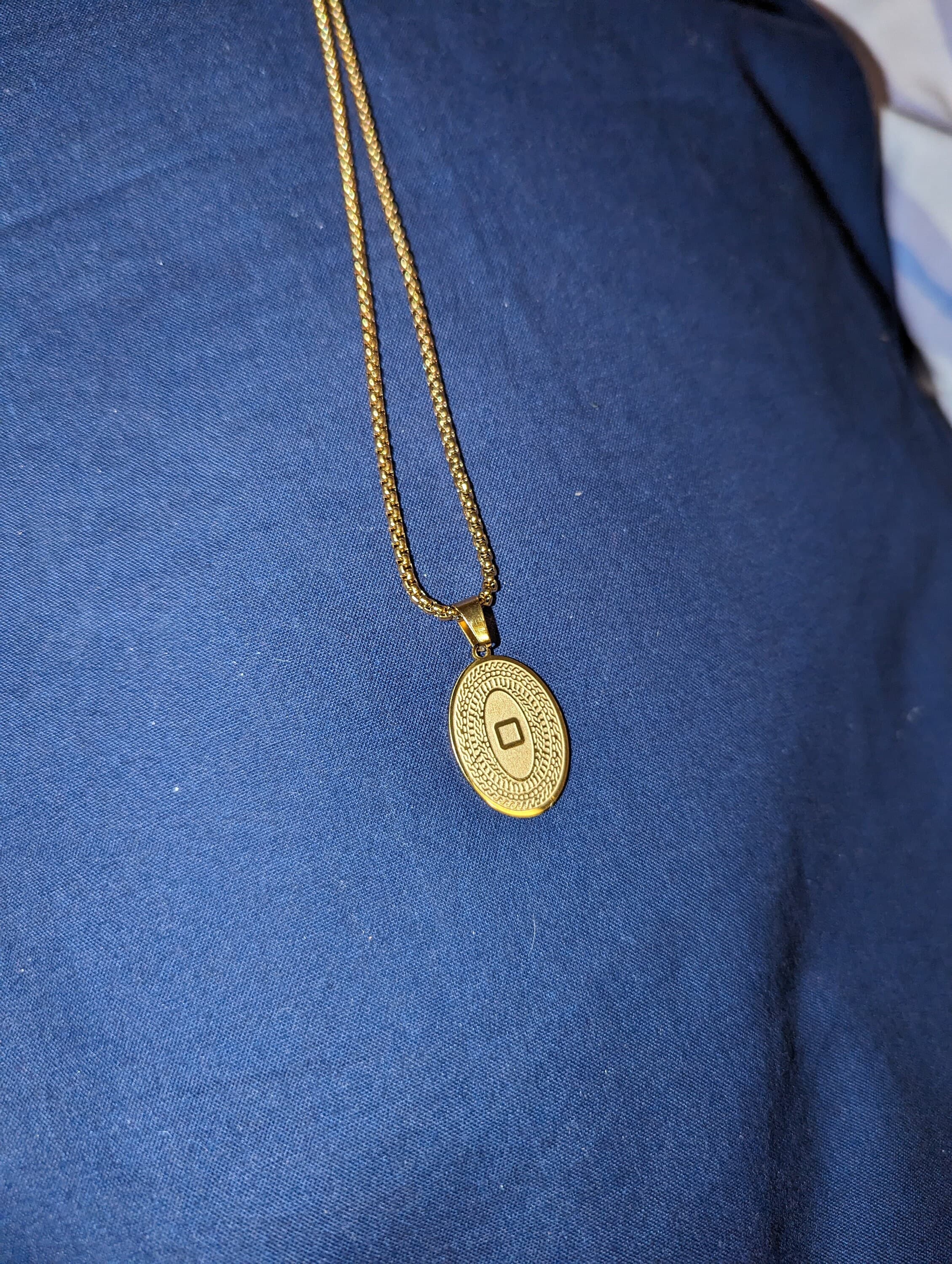 Dainty oval coin gold necklace , stainless steel medallion, pendant,birthday , gift - image 5