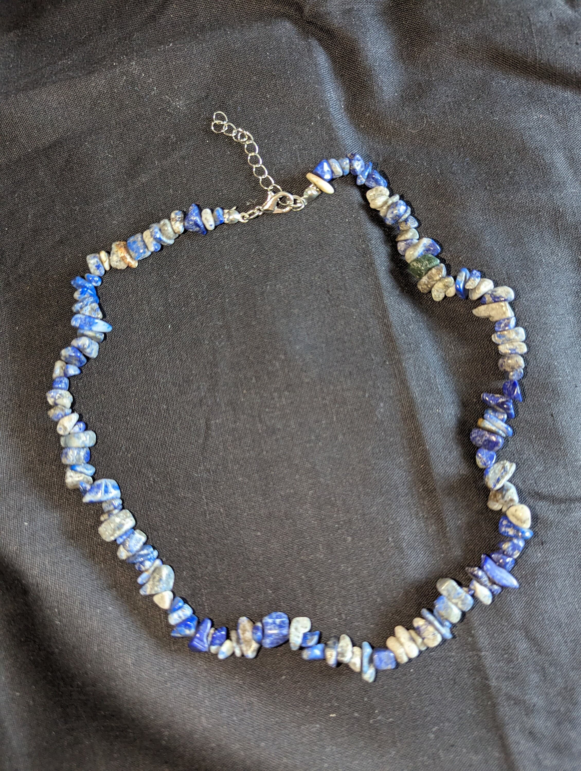 Lapis lazuli natural gem stone Bohemian necklace - image 2