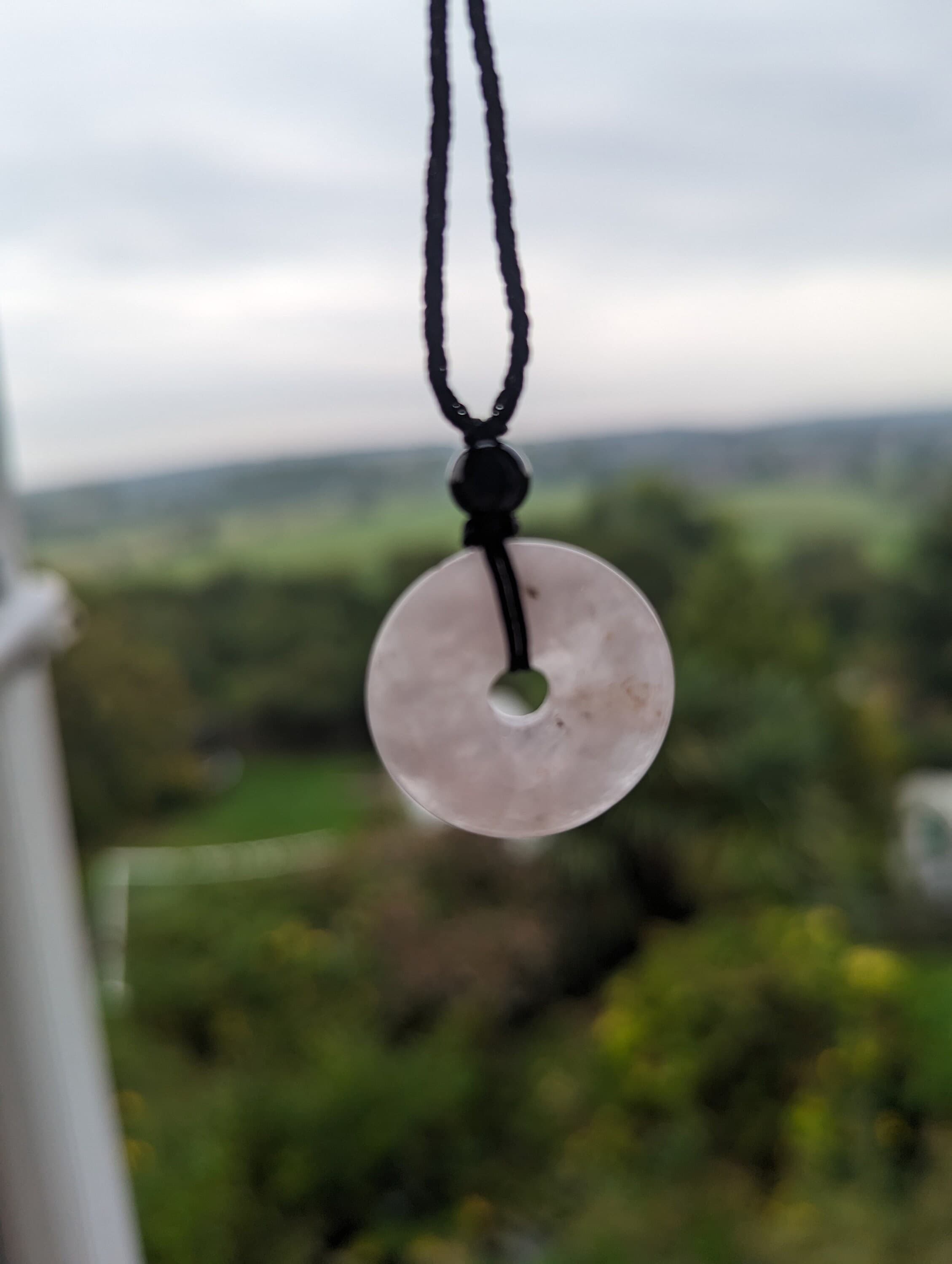 Natural rose quartz Peace Buckle Adjustable Handmade Braided pendant necklace  Necklace - image 2
