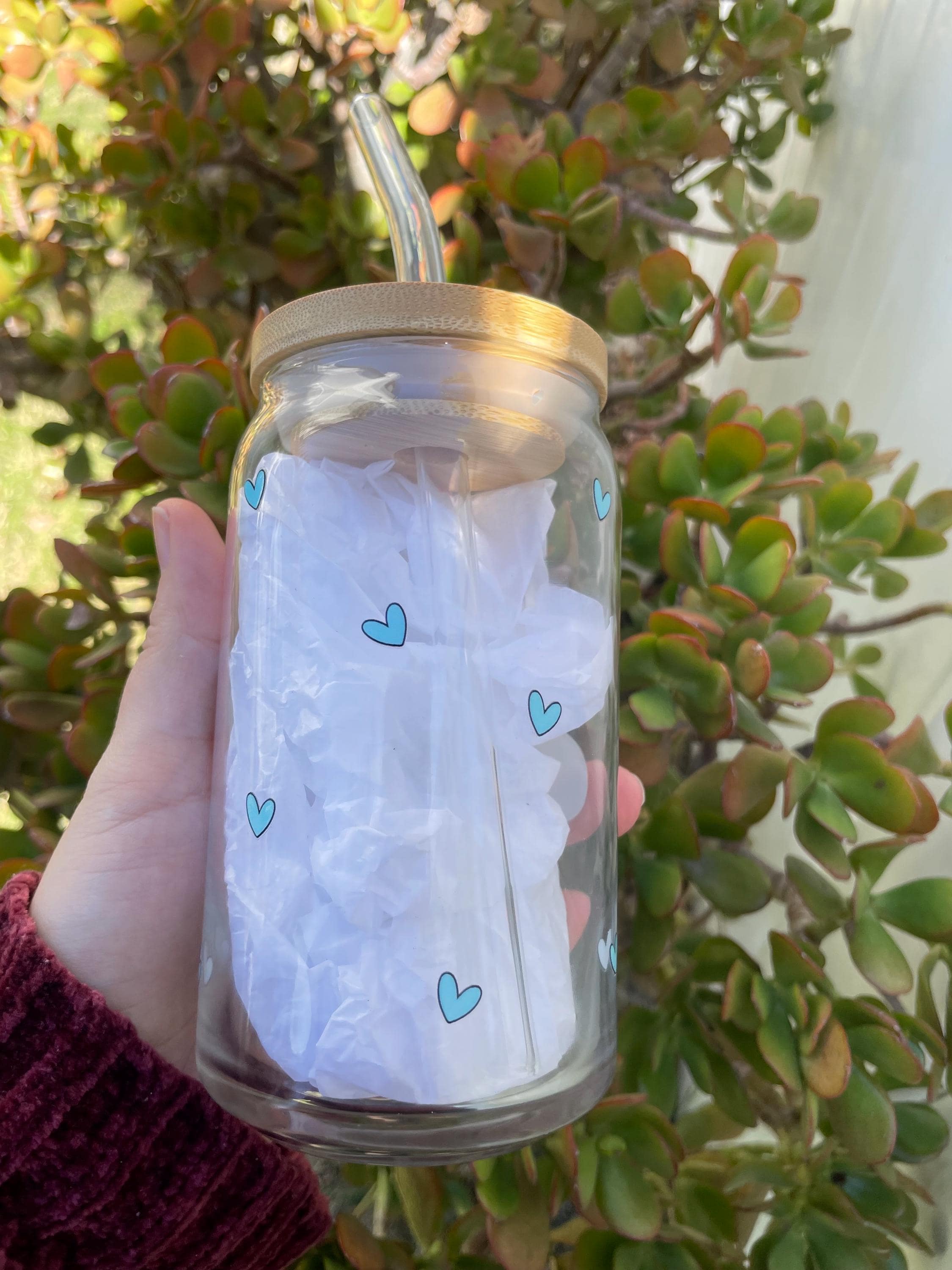 Cinnamoroll aesthetic glass cup with bamboo lid and glass straw. - image 3