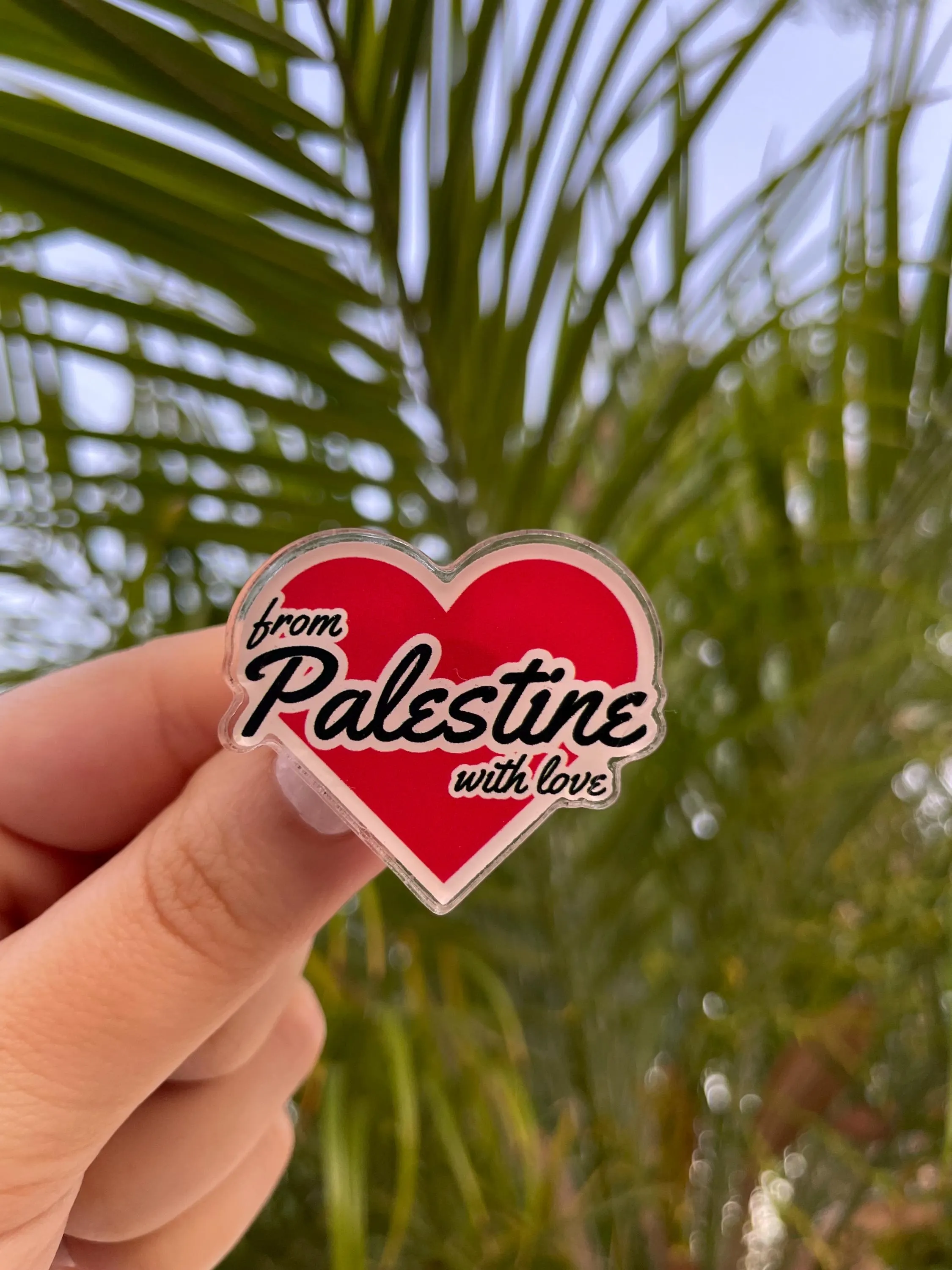 From Palestine with love pin, for backpack pin, hat pin, jacket pin, tote bag pin, purse pin. Acrylic pin. Red - image 5