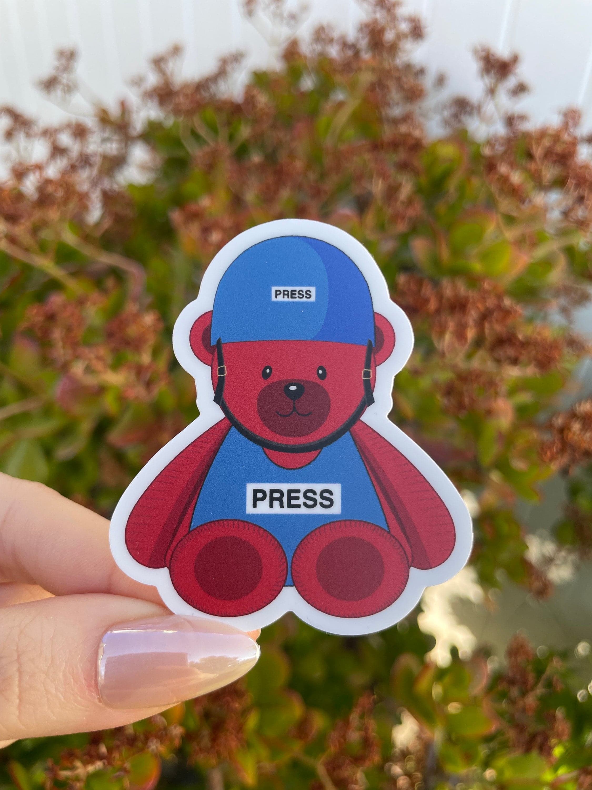 Falastini Press Teddy Bear Sticker, Palestinian Press Teddy Bear Sticker, Palestine Sticker, Phone Case Sticker, Laptop Sticker, Motaz Bear