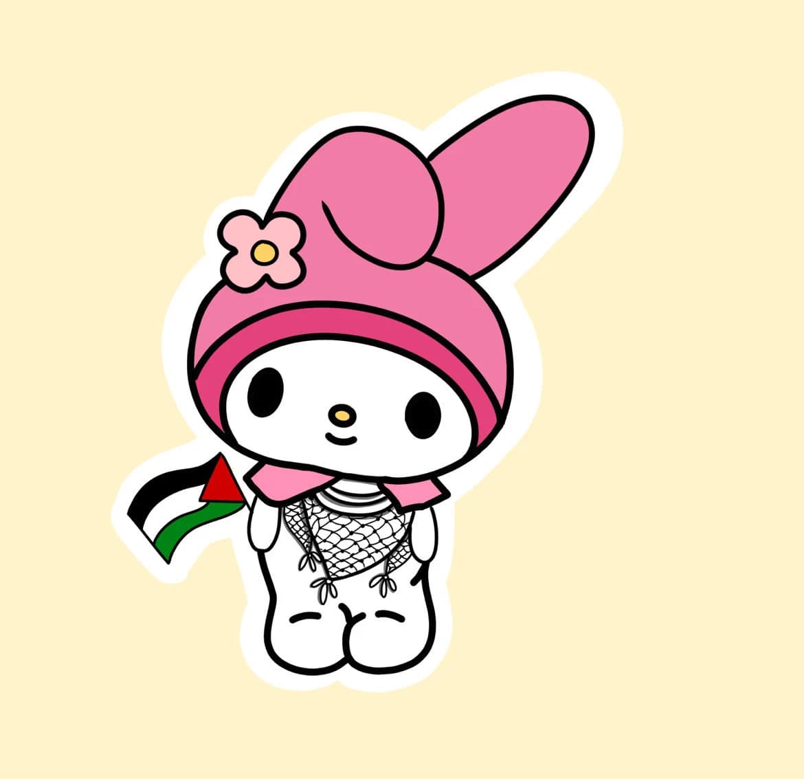 Falastini My Melody Sticker, Palestinian My Melody, Palestine Sticker, Phone Case Sticker, Laptop Sticker - image 5