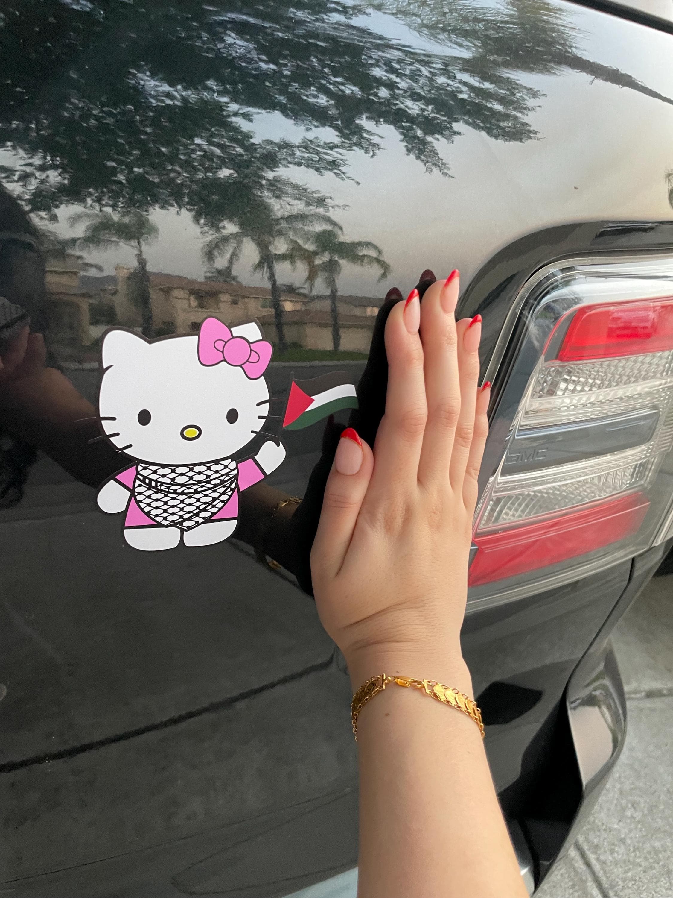 Falastini Hello Kitty Bumper Sticker, Palestinian Hello Kitty Bumper Sticker, Palestine Bumper Sticker, Car Bumper Sticker, Bumper Sticker - image 3