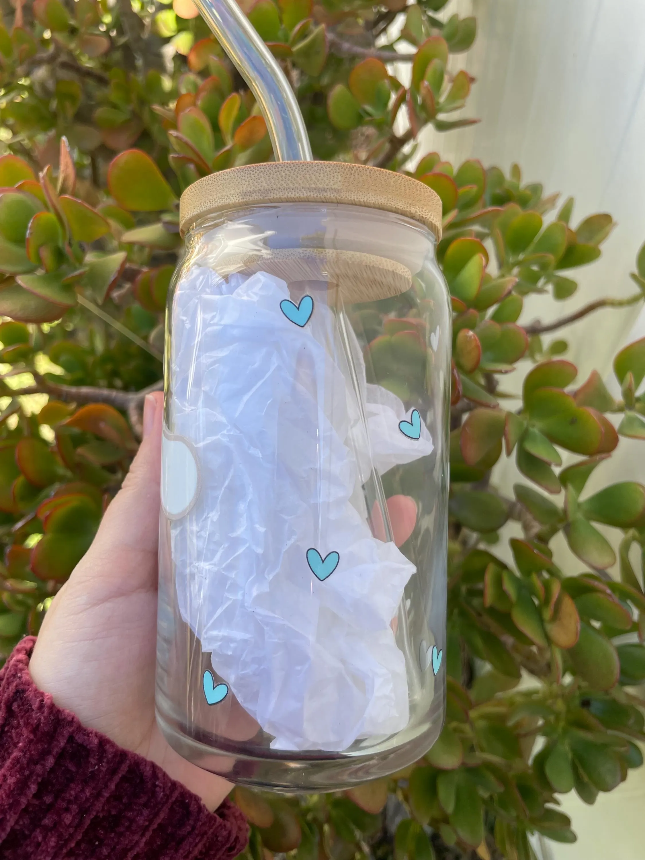 Cinnamoroll aesthetic glass cup with bamboo lid and glass straw. - image 4