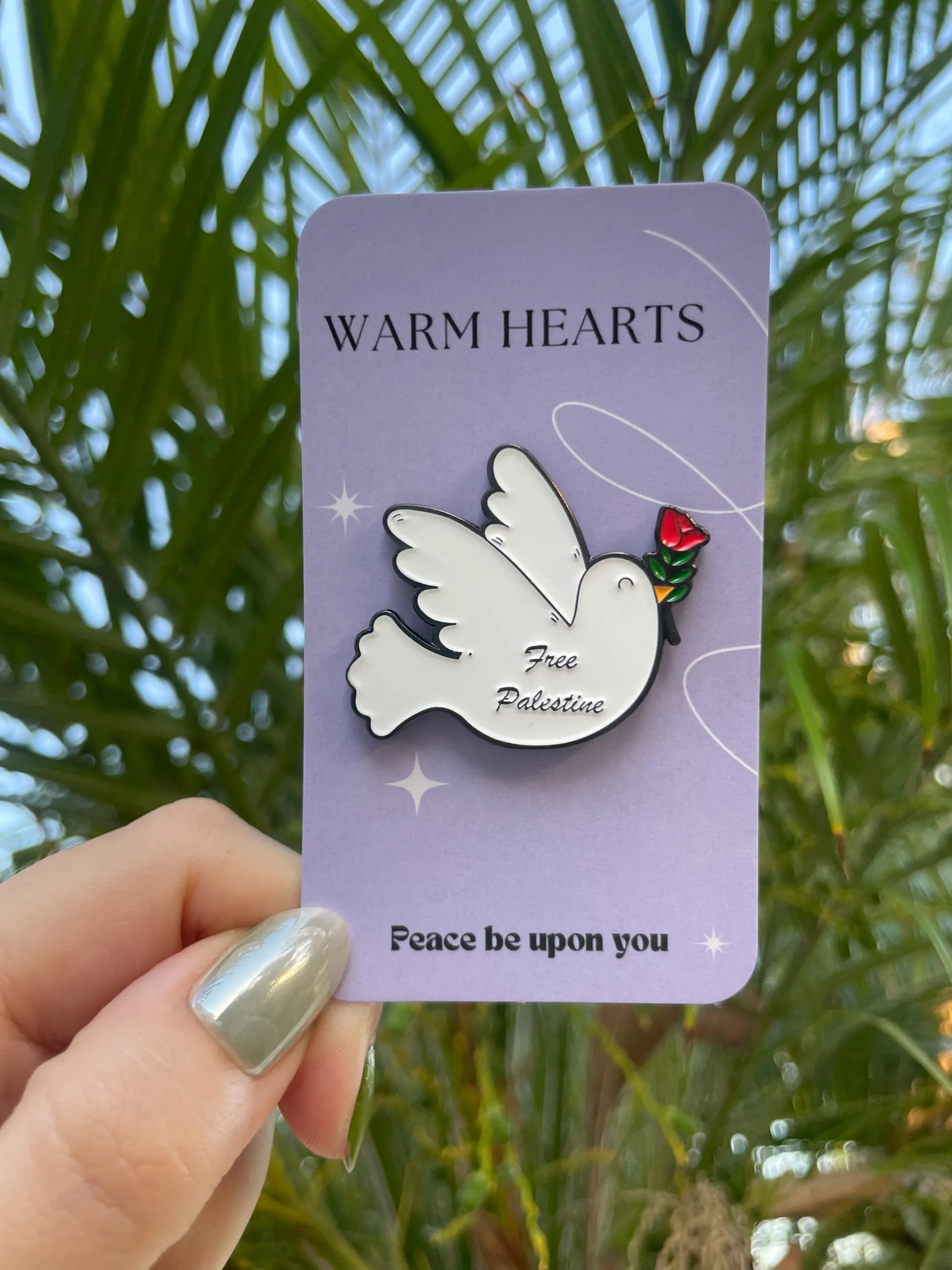 Free Palestine Dove with poppy pin, Free Palestine Pin, Dove pin, Poppy pin, backpack pin, tote bag pin, purse pin, hat pin - image 4