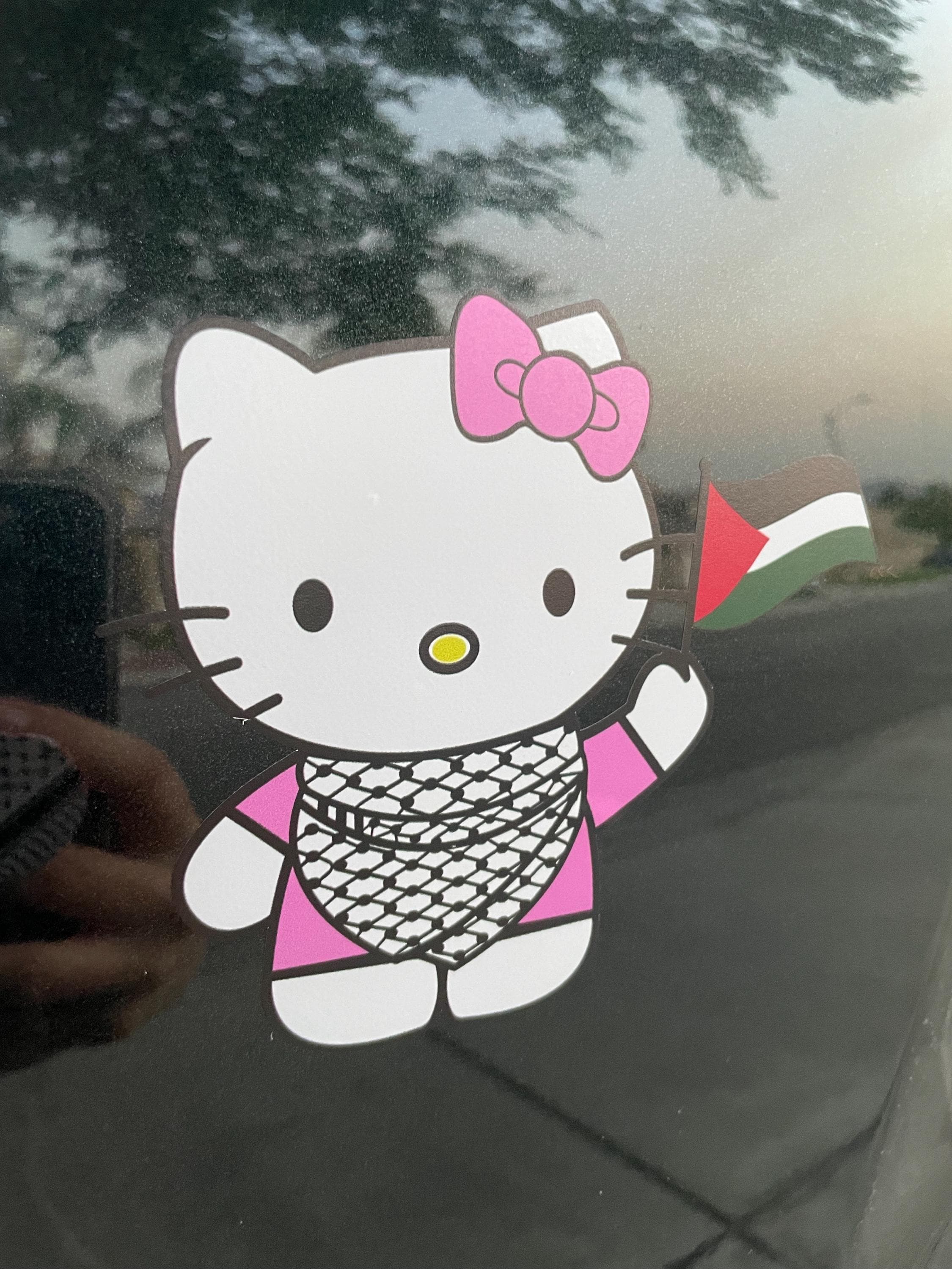 Falastini Hello Kitty Bumper Sticker, Palestinian Hello Kitty Bumper Sticker, Palestine Bumper Sticker, Car Bumper Sticker, Bumper Sticker