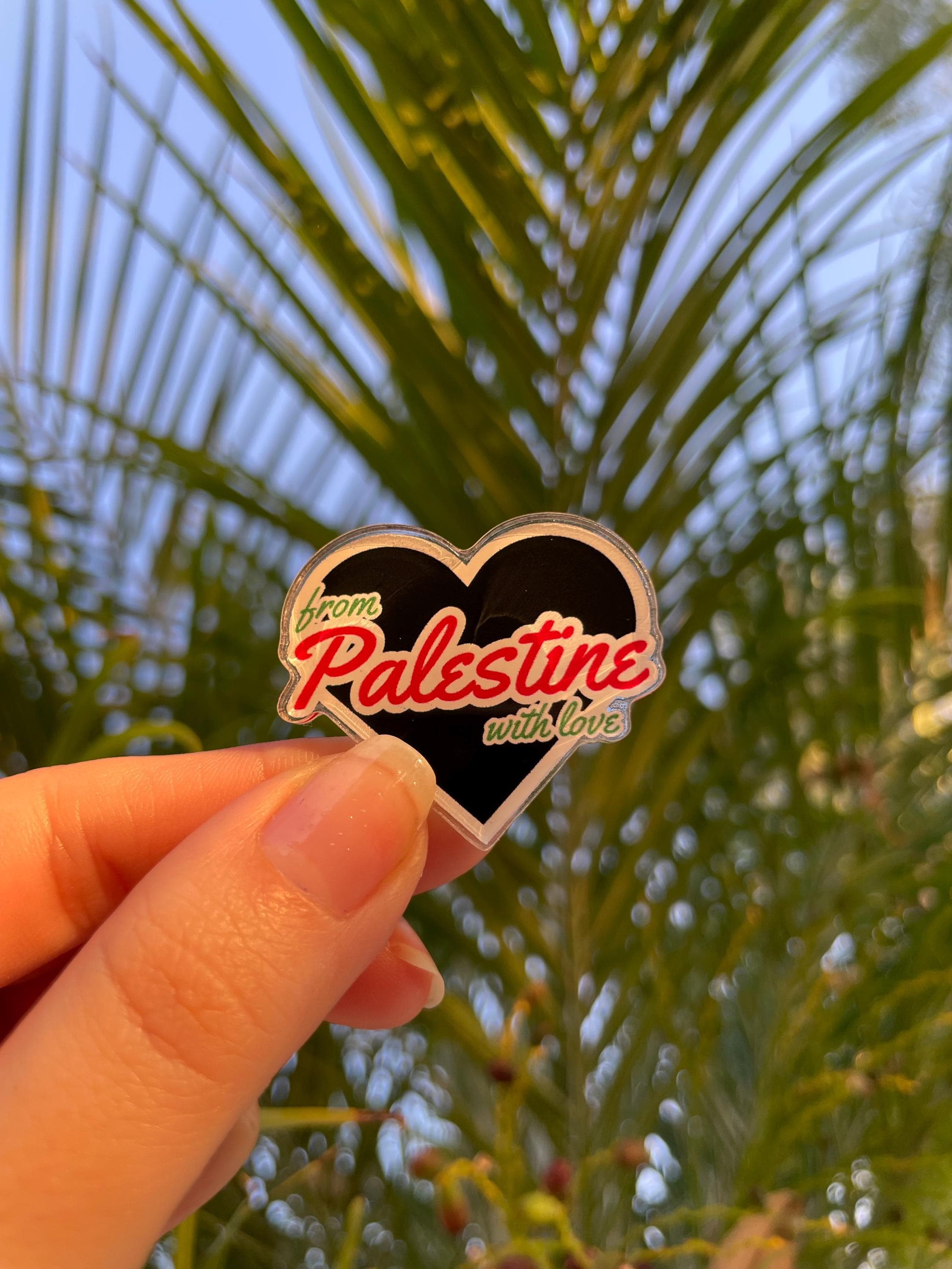 From Palestine with love pin, for backpack pin, hat pin, jacket pin, tote bag pin, purse pin. Acrylic pin - image 5