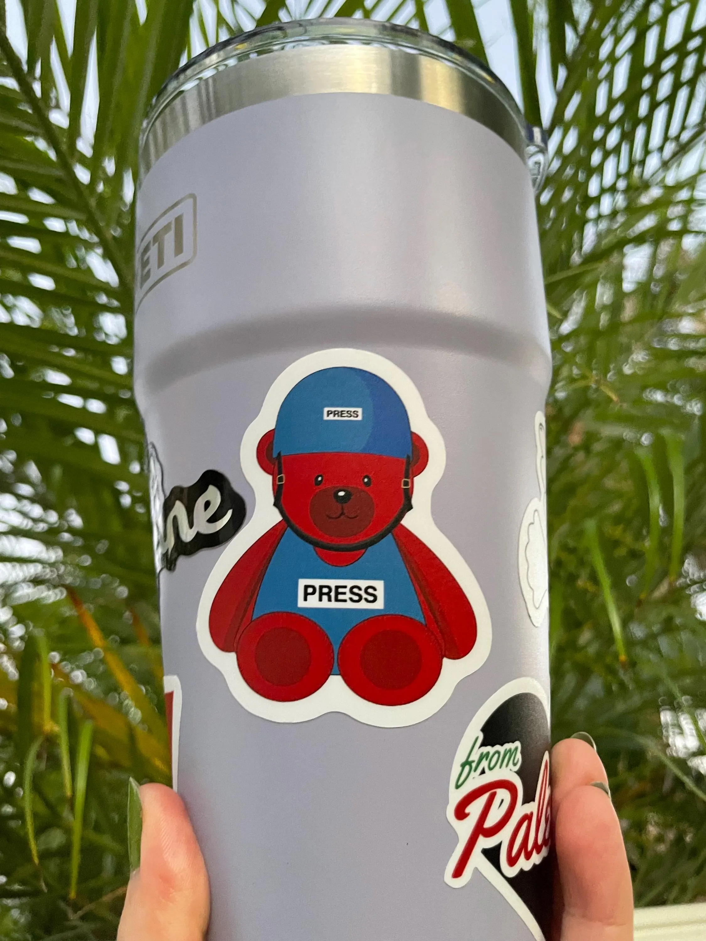 Falastini Press Teddy Bear Sticker, Palestinian Press Teddy Bear Sticker, Palestine Sticker, Phone Case Sticker, Laptop Sticker, Motaz Bear - image 2