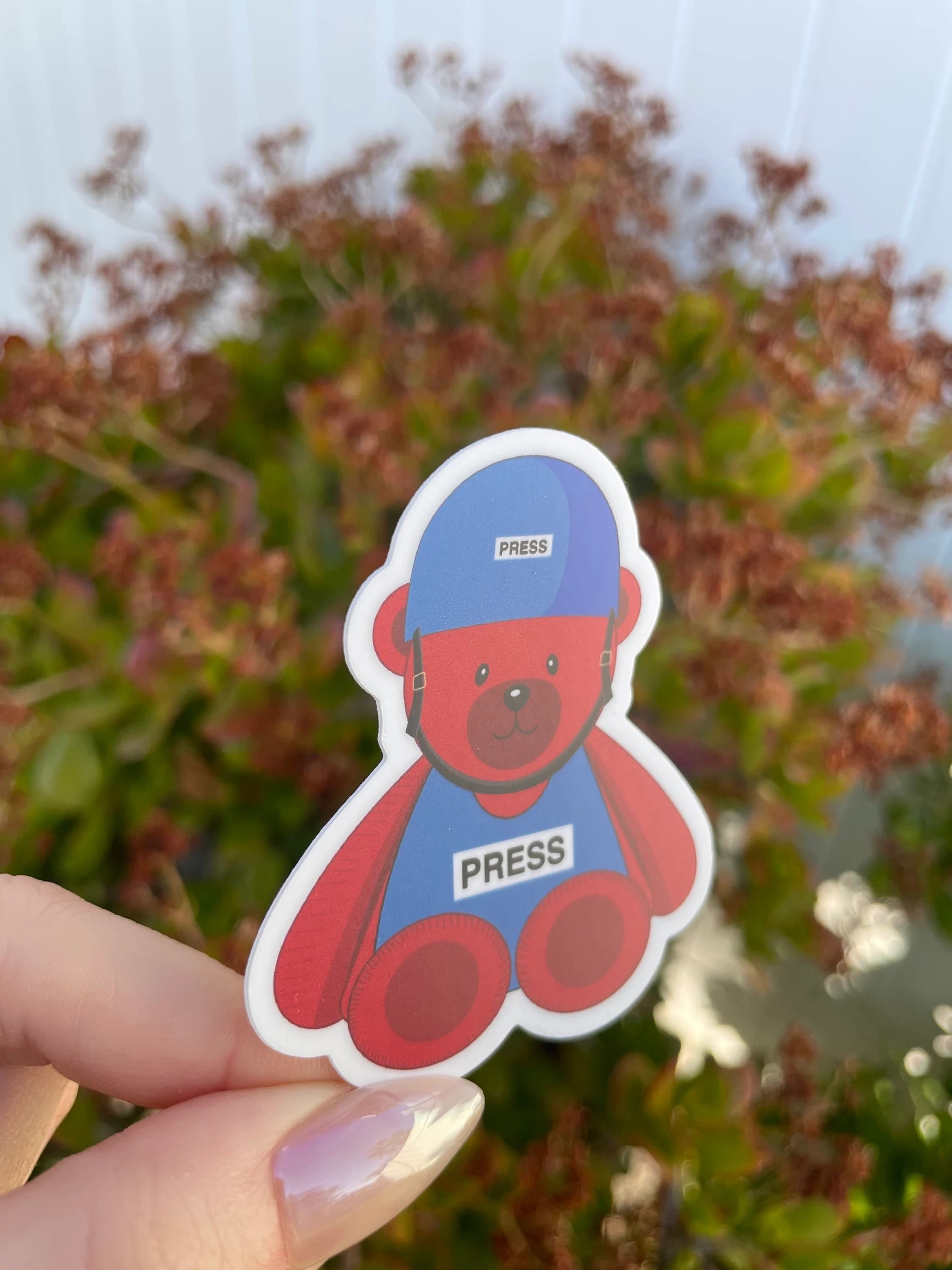 Falastini Press Teddy Bear Sticker, Palestinian Press Teddy Bear Sticker, Palestine Sticker, Phone Case Sticker, Laptop Sticker, Motaz Bear - image 5