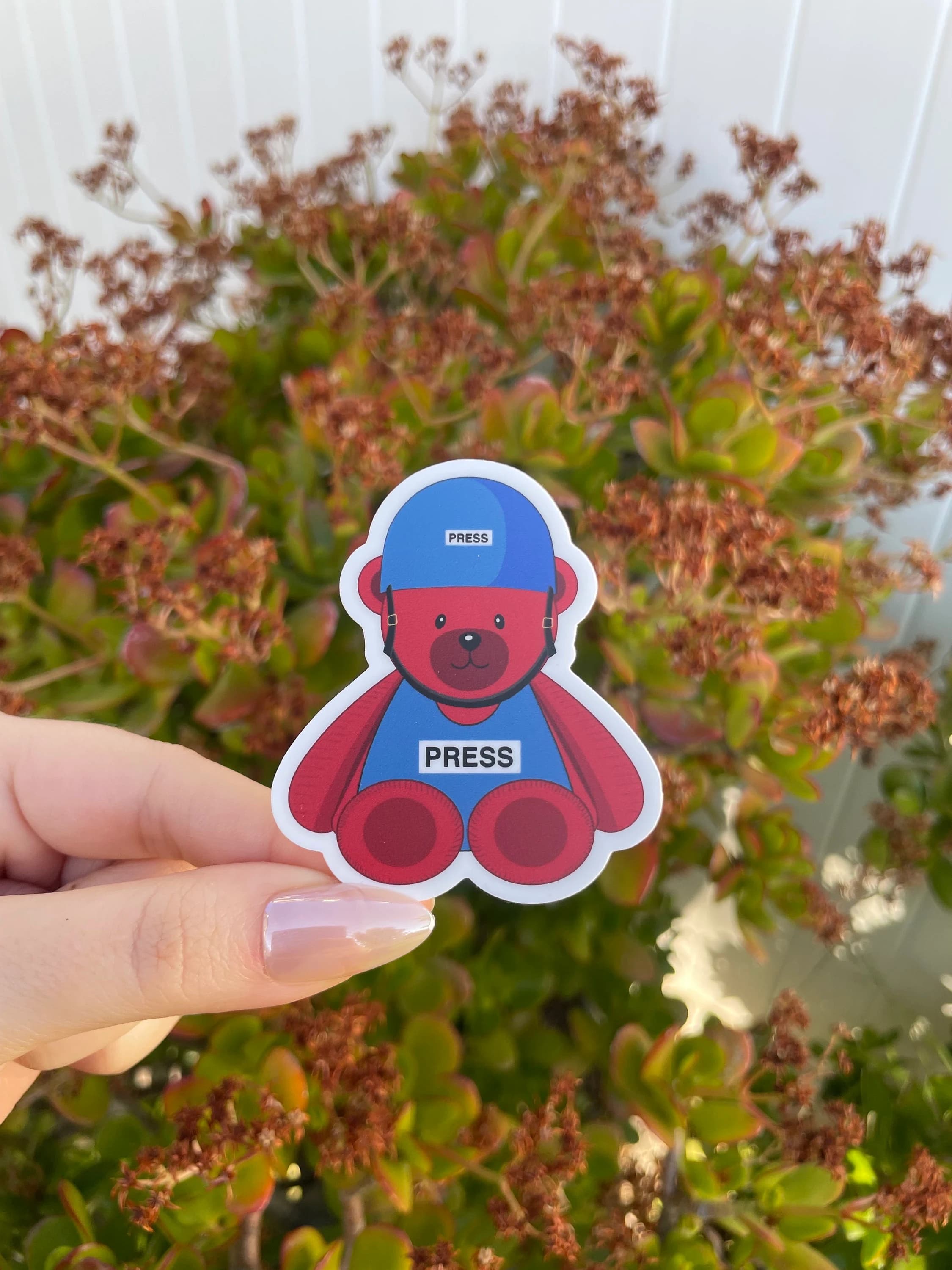 Falastini Press Teddy Bear Sticker, Palestinian Press Teddy Bear Sticker, Palestine Sticker, Phone Case Sticker, Laptop Sticker, Motaz Bear - image 4