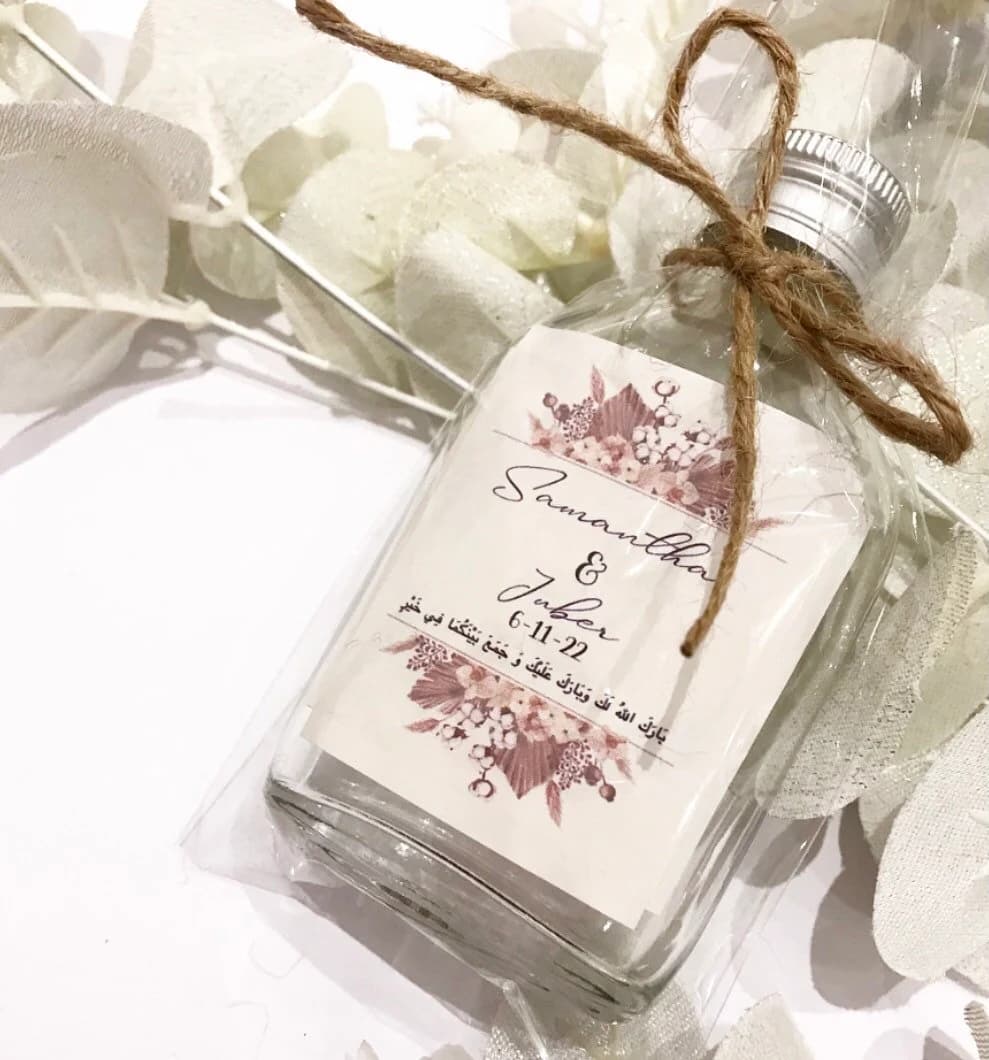Pre-Filled Zam Zam Bottles Islamic Wedding Favours Personalised Stickers Miniature Mini Gift Nikkah Nikah Labels Umrah Hajj