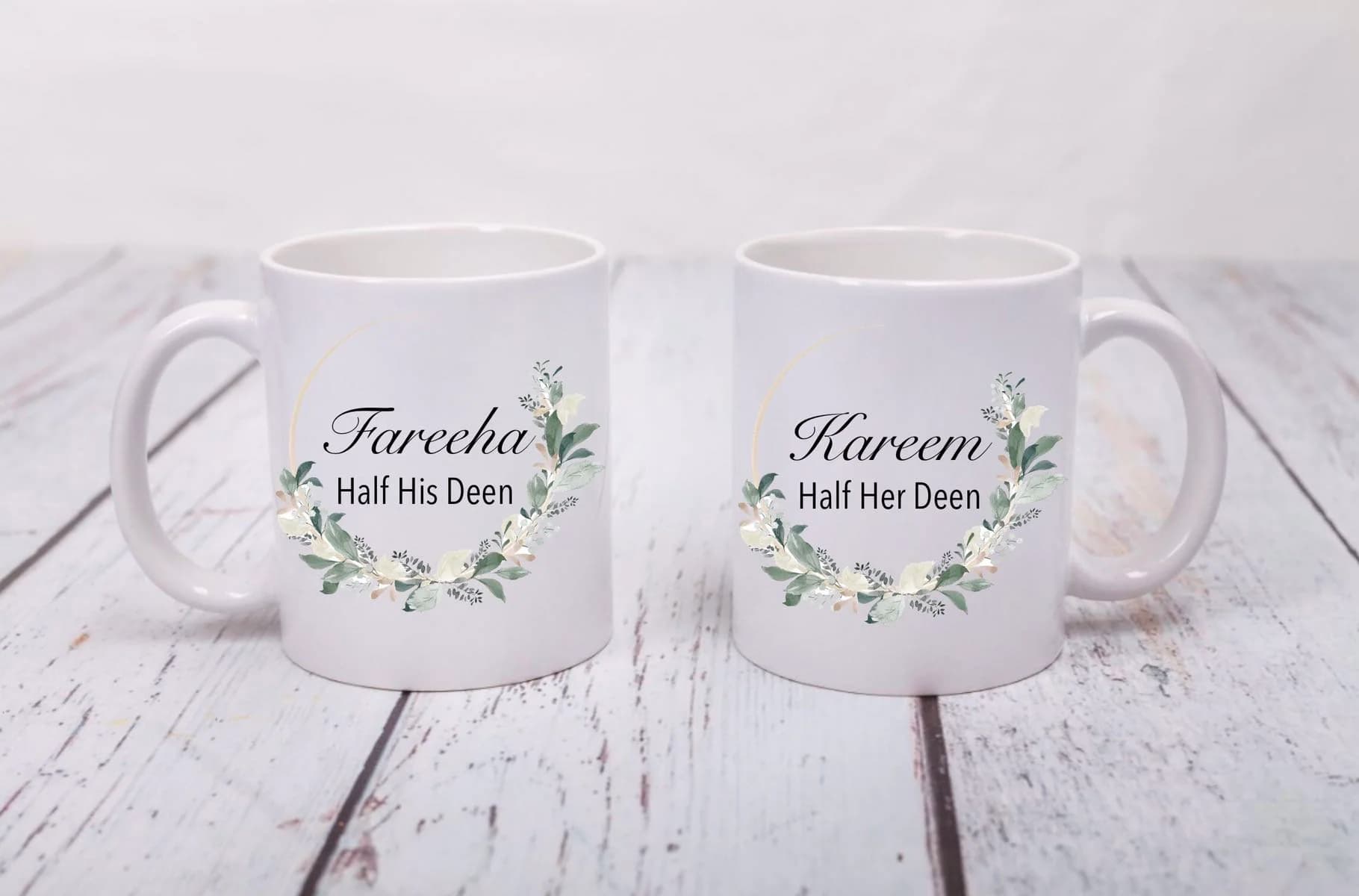 Personalised Mugs Islamic Wedding Gift Nikah Walimah Engagement Anniversary Bride Groom Fiancé Newlyweds