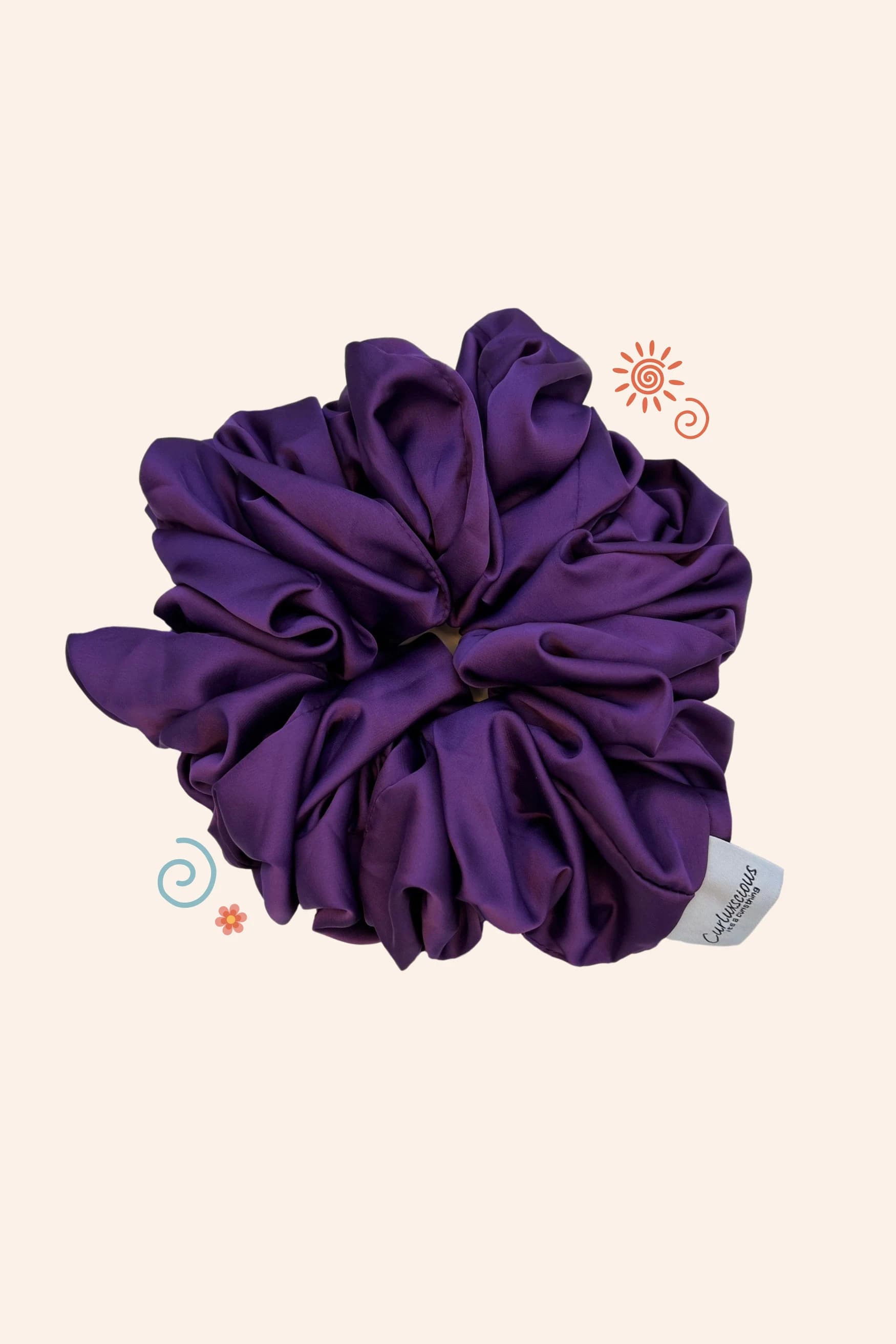 Big Satin Purple satin hijab scrunchies for thick curly hair - big scrunchies, special gifts for the curly haired women in your life - image 3