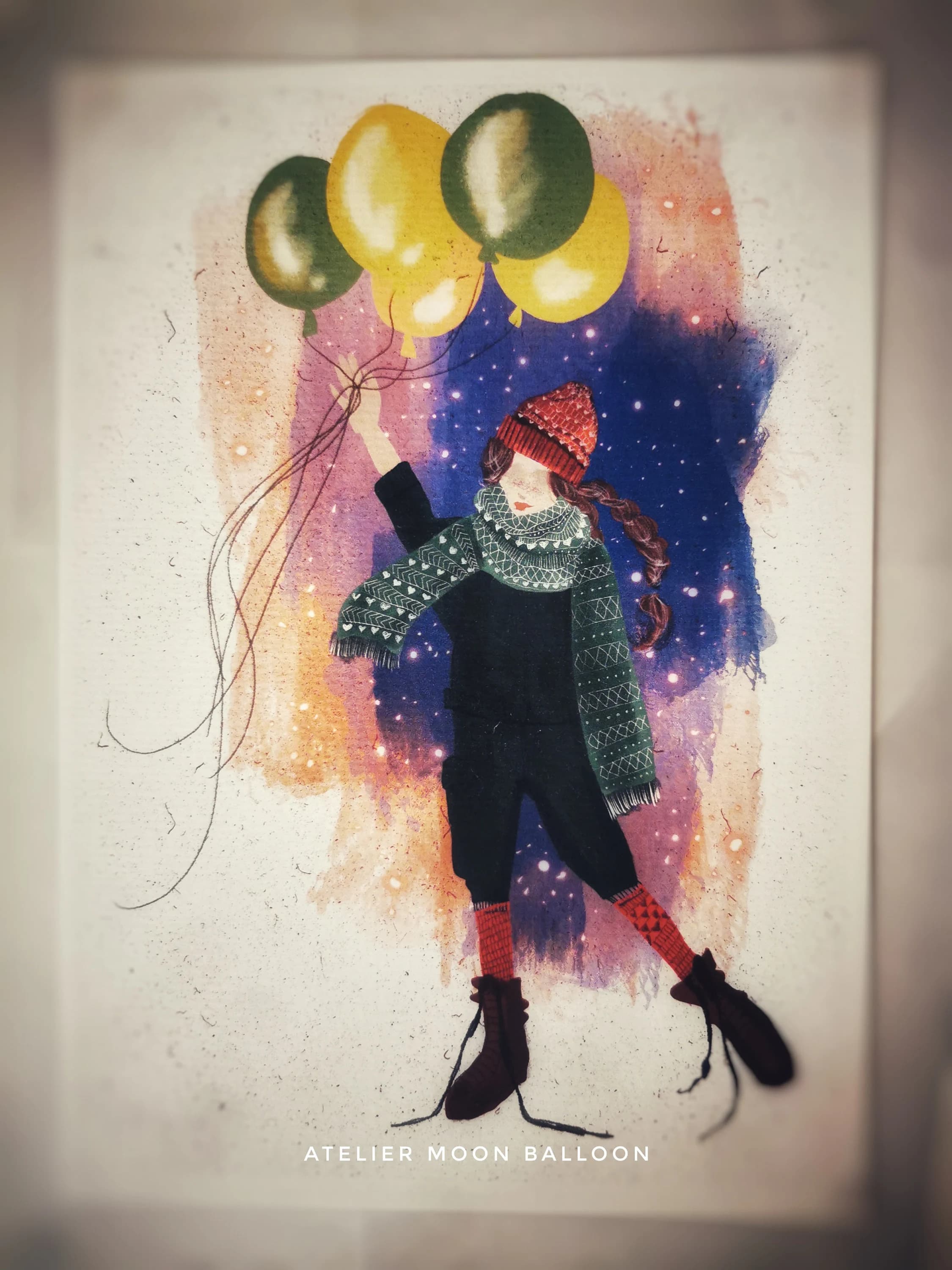 Prints Mädchen mit Ballons