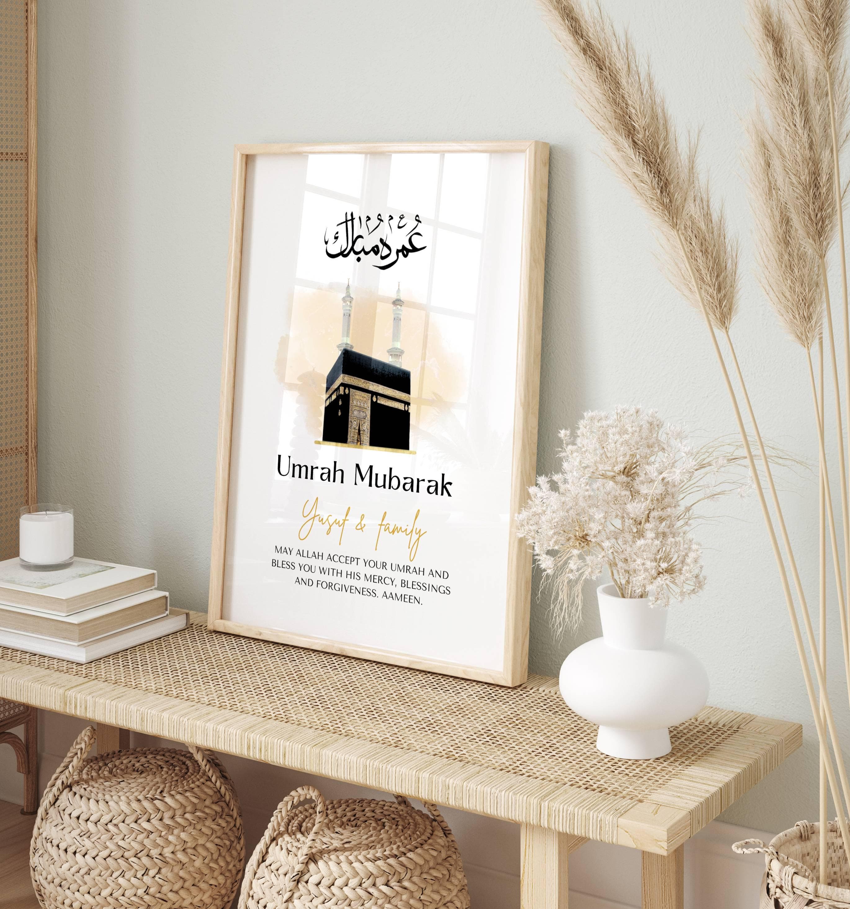 This beautiful Personalised Umrah Mubarak print makes the perfect gift for the completion of Umrah. Perfect to gift Muslim family and friends.
