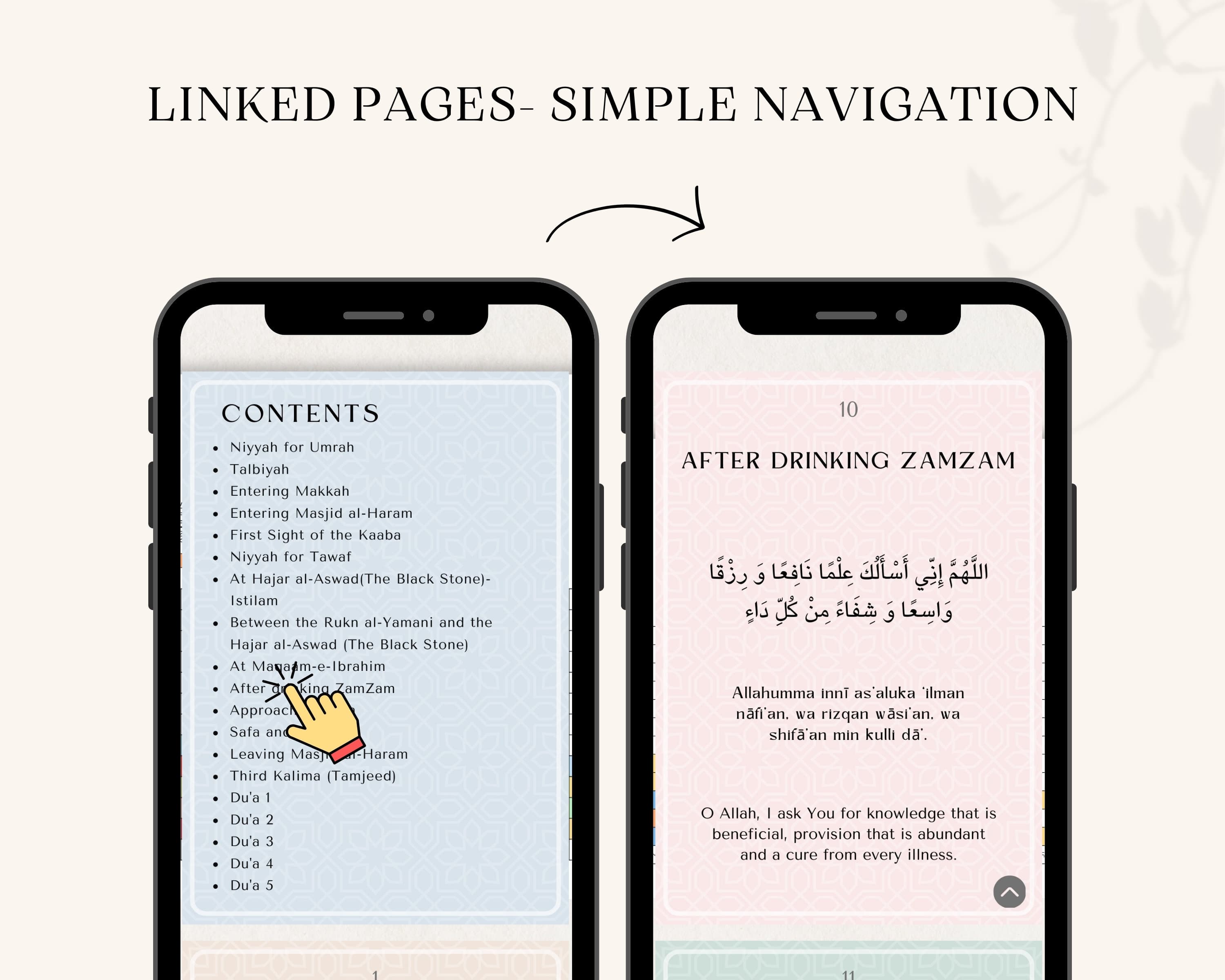 These Digital Umrah Dua Cards are perfect to use during your Umrah. It contains all the main Umrah duas you’ll need to perform Umrah/ Hajj.