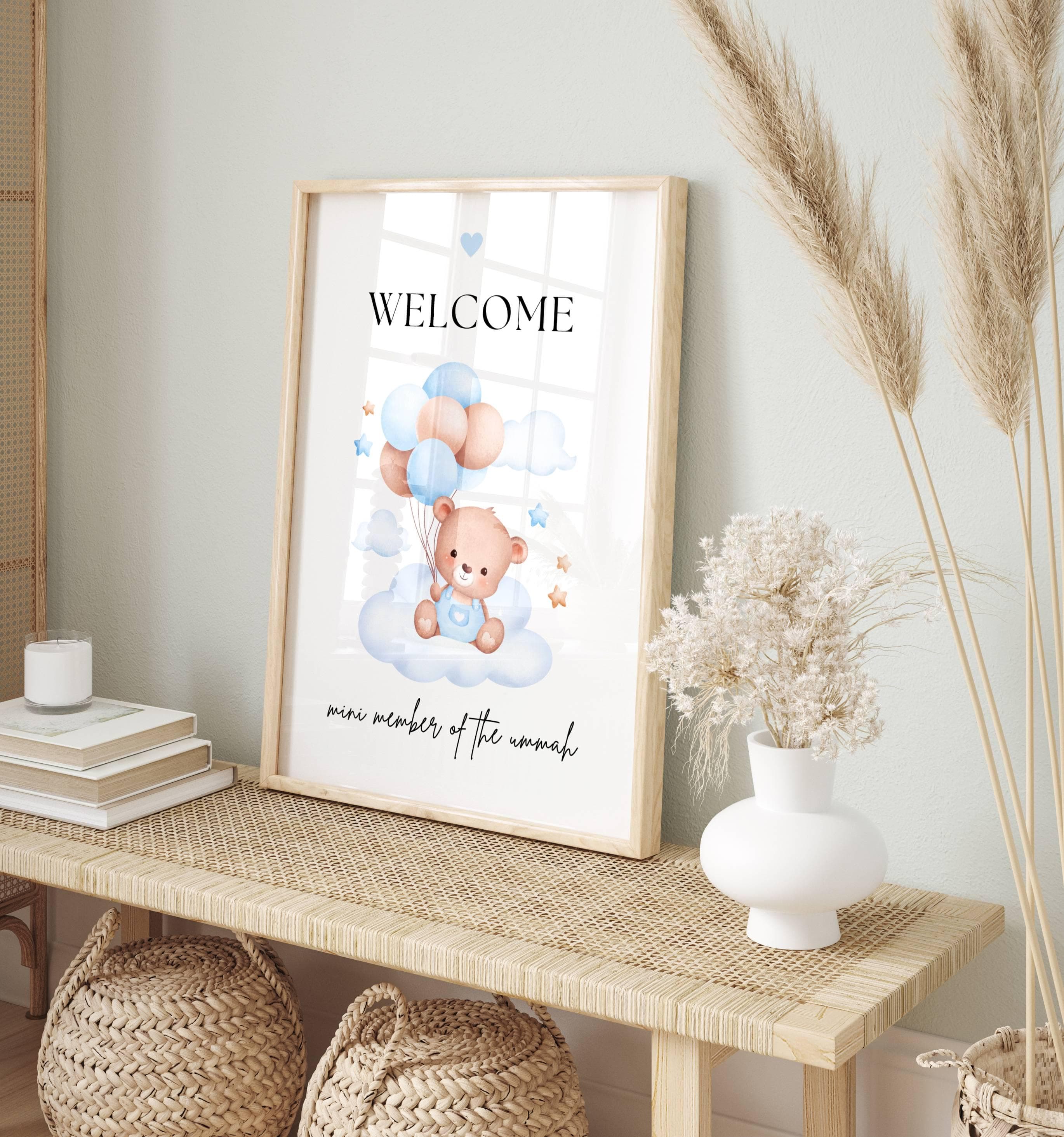 Welcome a new bundle of joy with this beautifully designed Muslim Baby Boy Frame. Perfect for celebrating the arrival of a newborn in the Muslim community, this wall art gift conveys your warmest wishes and blessings.
