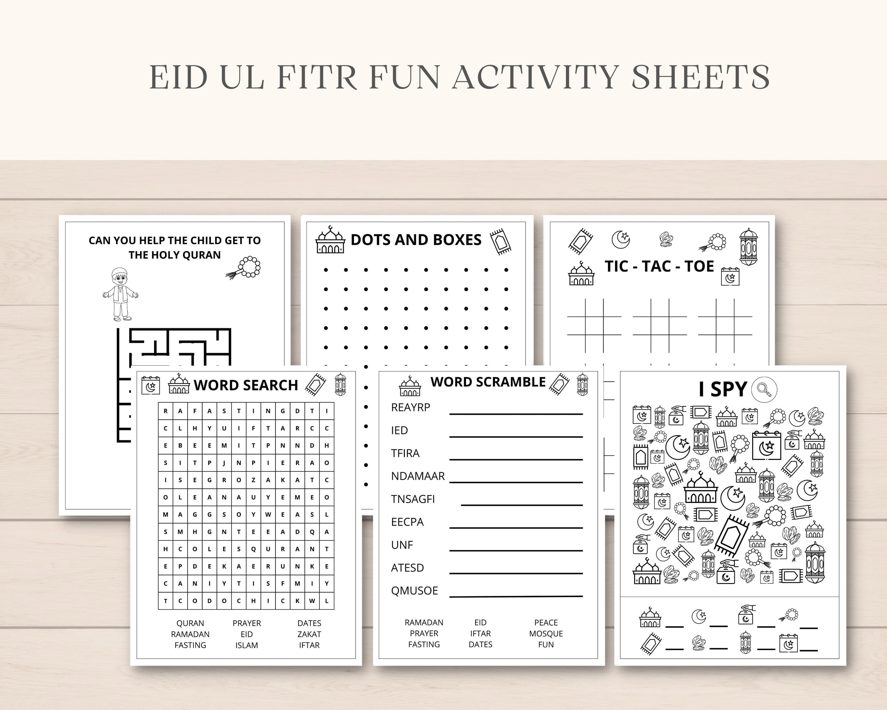 This fun Instant Download Eid ul Fitr Activity Pack is a perfect way to keep kids engaged this Eid. The PDF has fun Eid games and colouring sheets. It can also be used as a party favour.