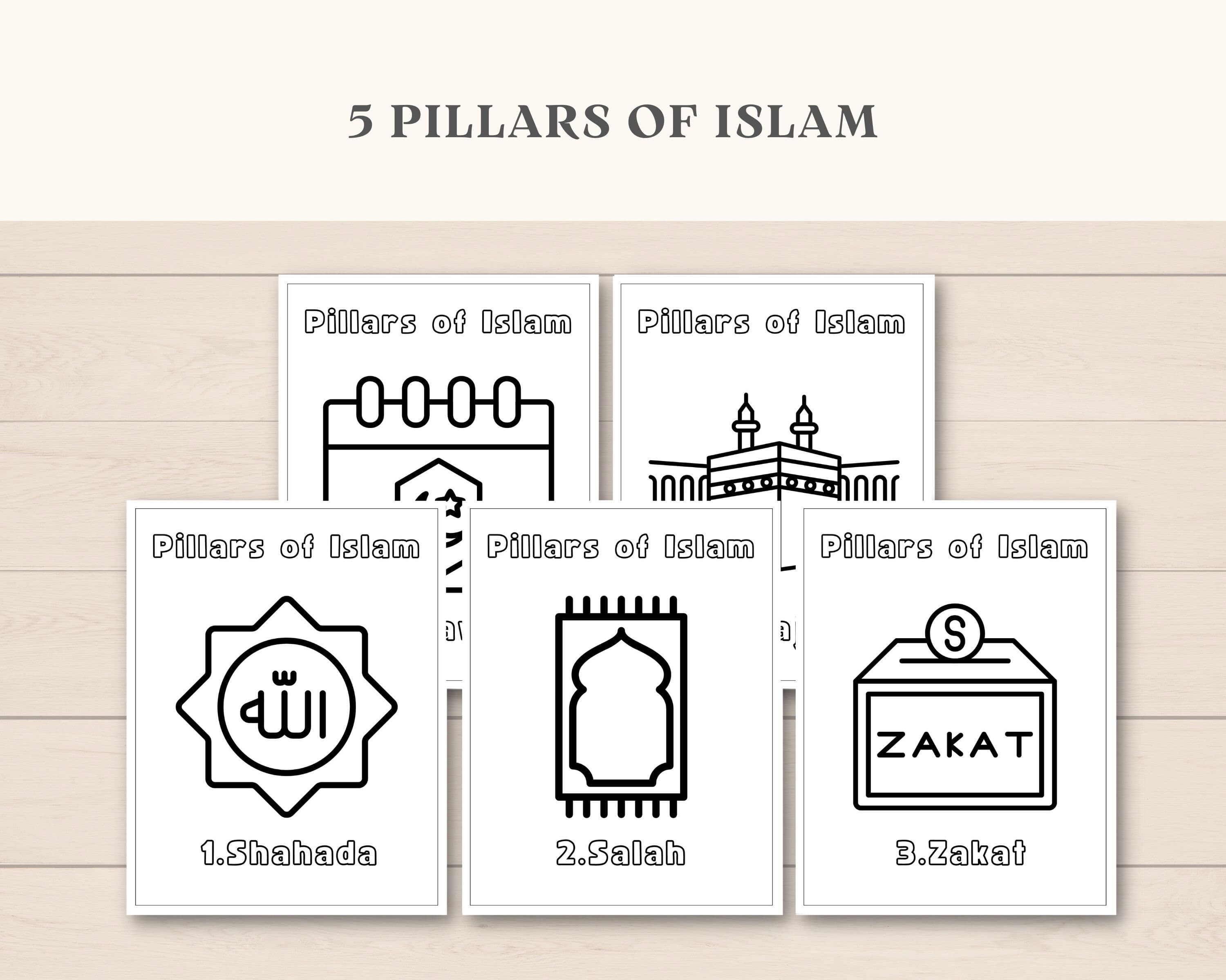 These easy Islamic coloring sheets are a perfect activity for little kids. Simply print and let kids color in and learn about Islam. Also includes 5 Pillars of Islam.
