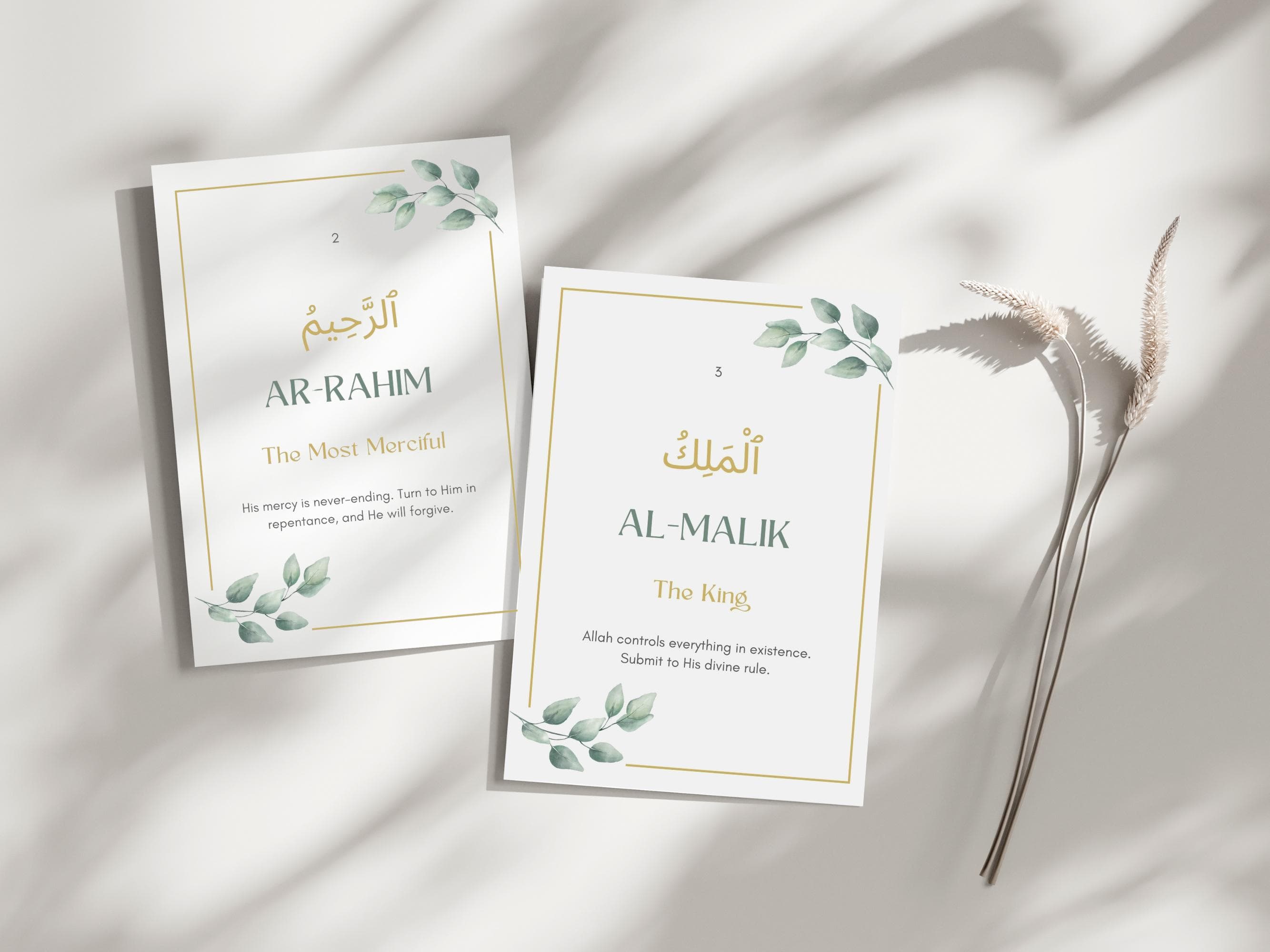 Learn 99 Names of Allah with this set of Asma Ul Husna Islamic Flashcards.