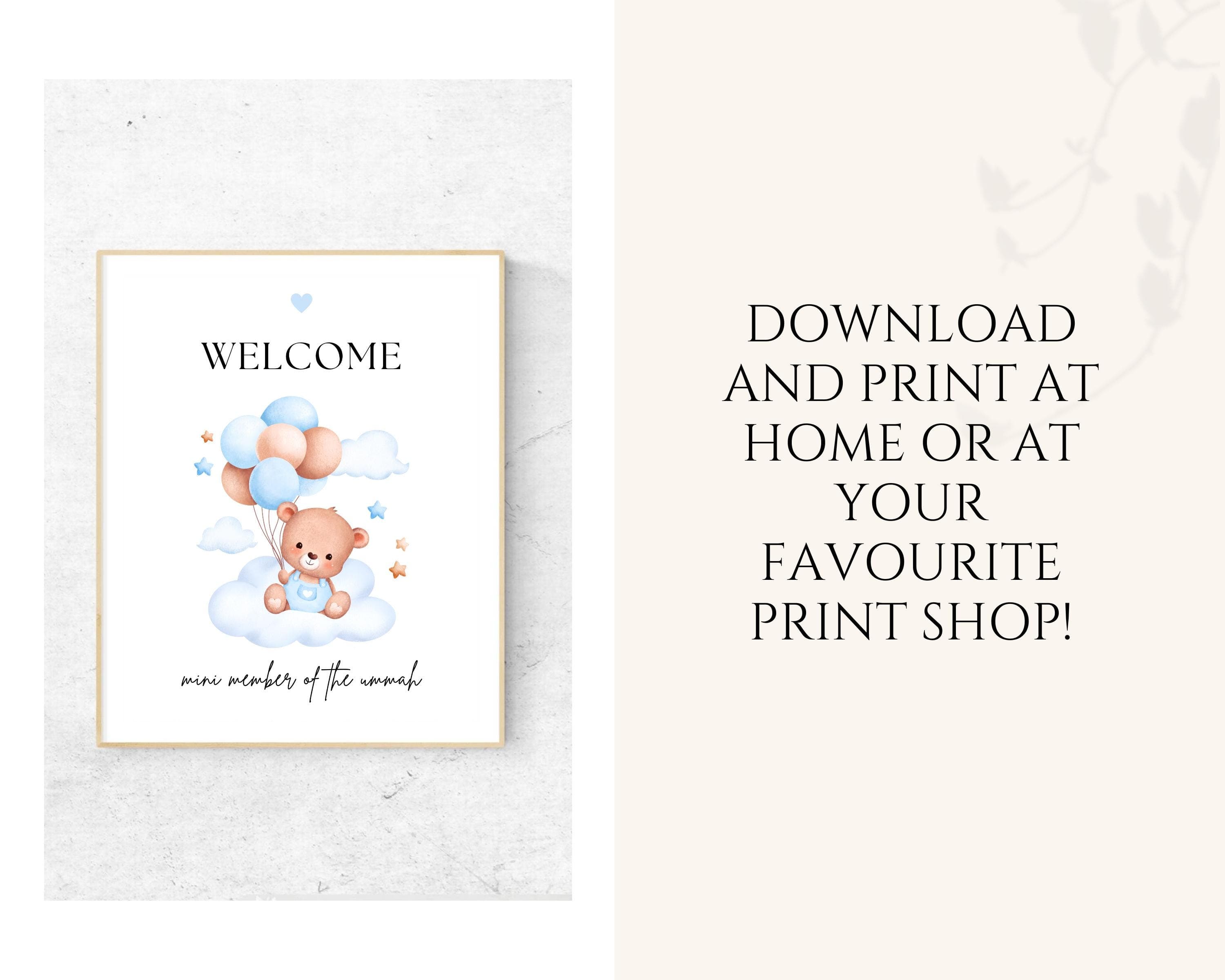Welcome a new bundle of joy with this beautifully designed Muslim Baby Boy Frame. Perfect for celebrating the arrival of a newborn in the Muslim community, this wall art gift conveys your warmest wishes and blessings.