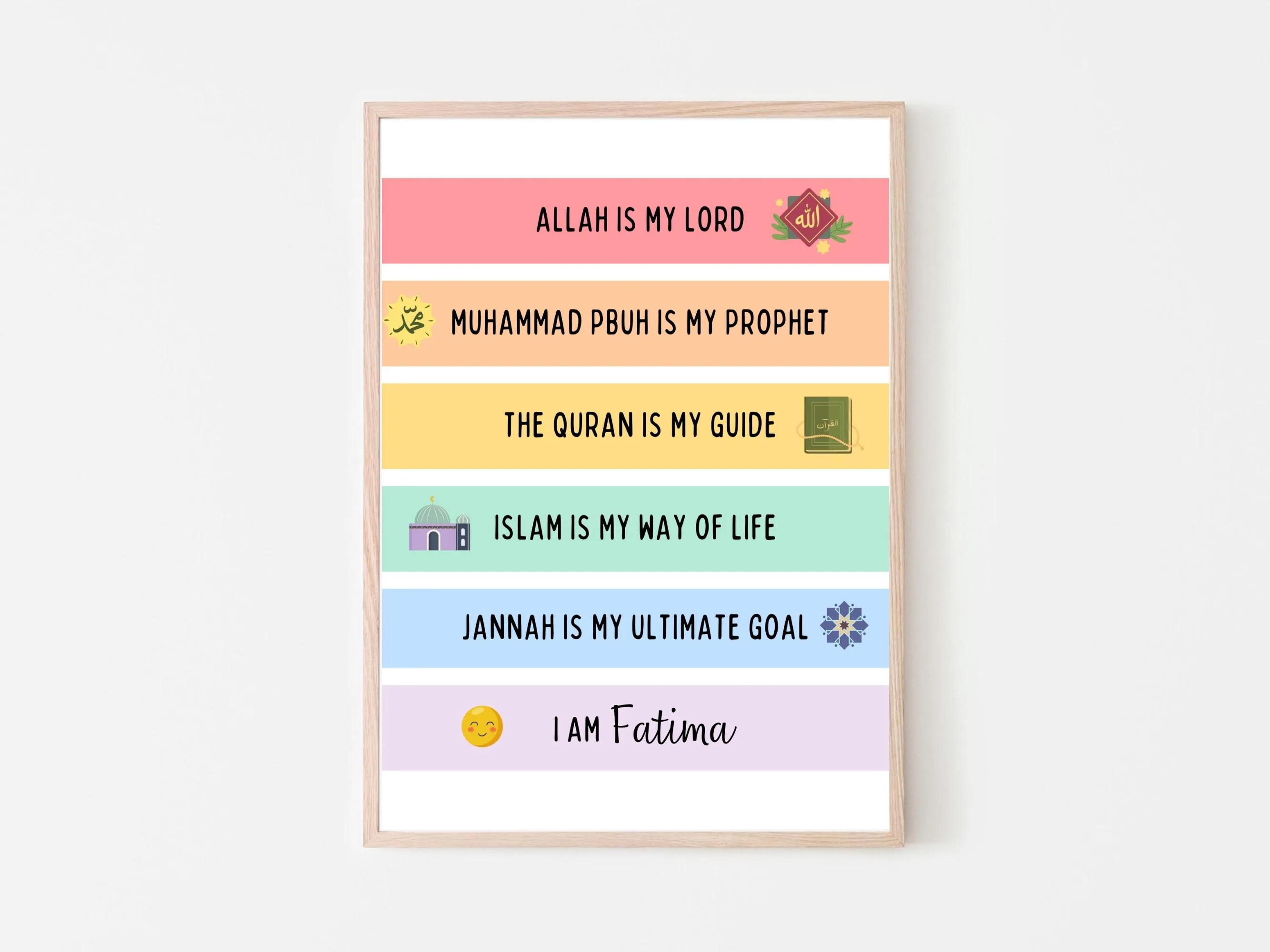 Personalised Islamic Wall Art, Islamic Kids Wall Art, Muslim Kids, Islamic Kids Decor, I am a Muslim Wall Art, Muslim Kids Gift Printable