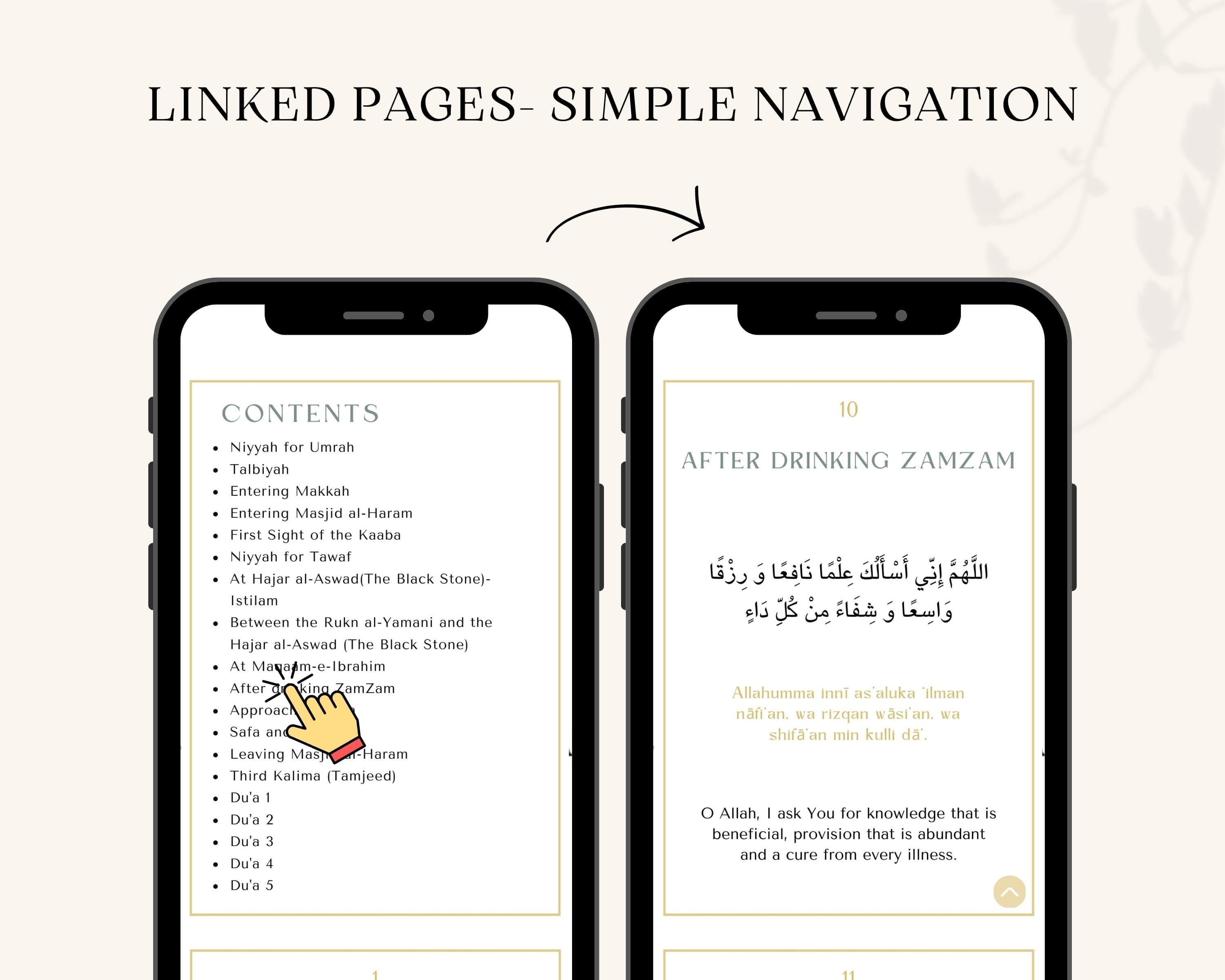 These Digital Umrah Dua Cards are perfect to use during your Umrah. It contains all the main Umrah duas you’ll need to perform Umrah/ Hajj.
