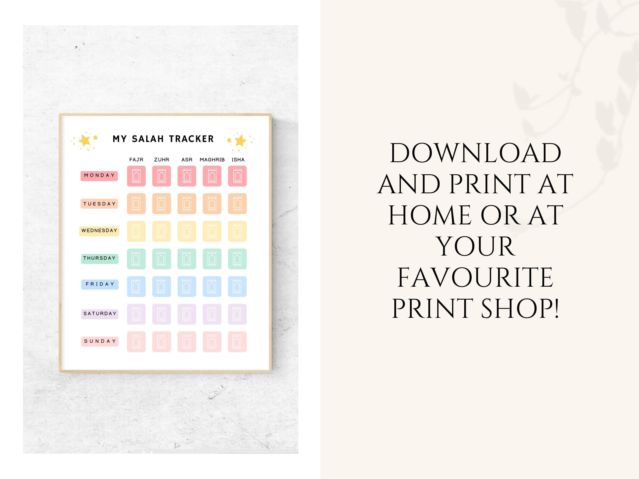 This Islamic Salah tracker is designed to help you build and maintain a consistent prayer routine, fostering spiritual growth and mindfulness.