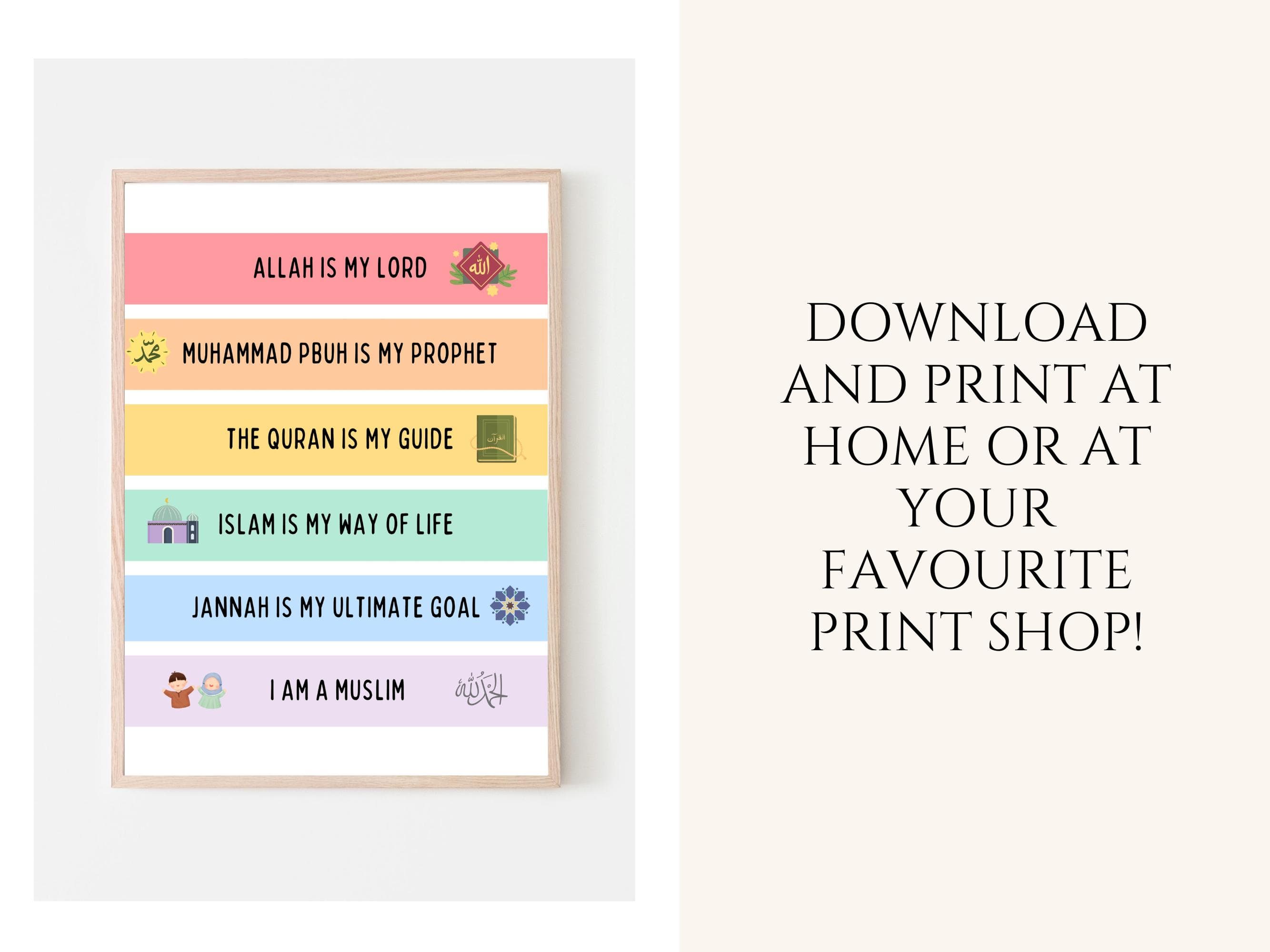 This Islamic Kids wall art is a wonderful addition to any child's bedroom or playroom. These vibrant and engaging designs, rooted in Islamic values are perfect for Muslim Kids.