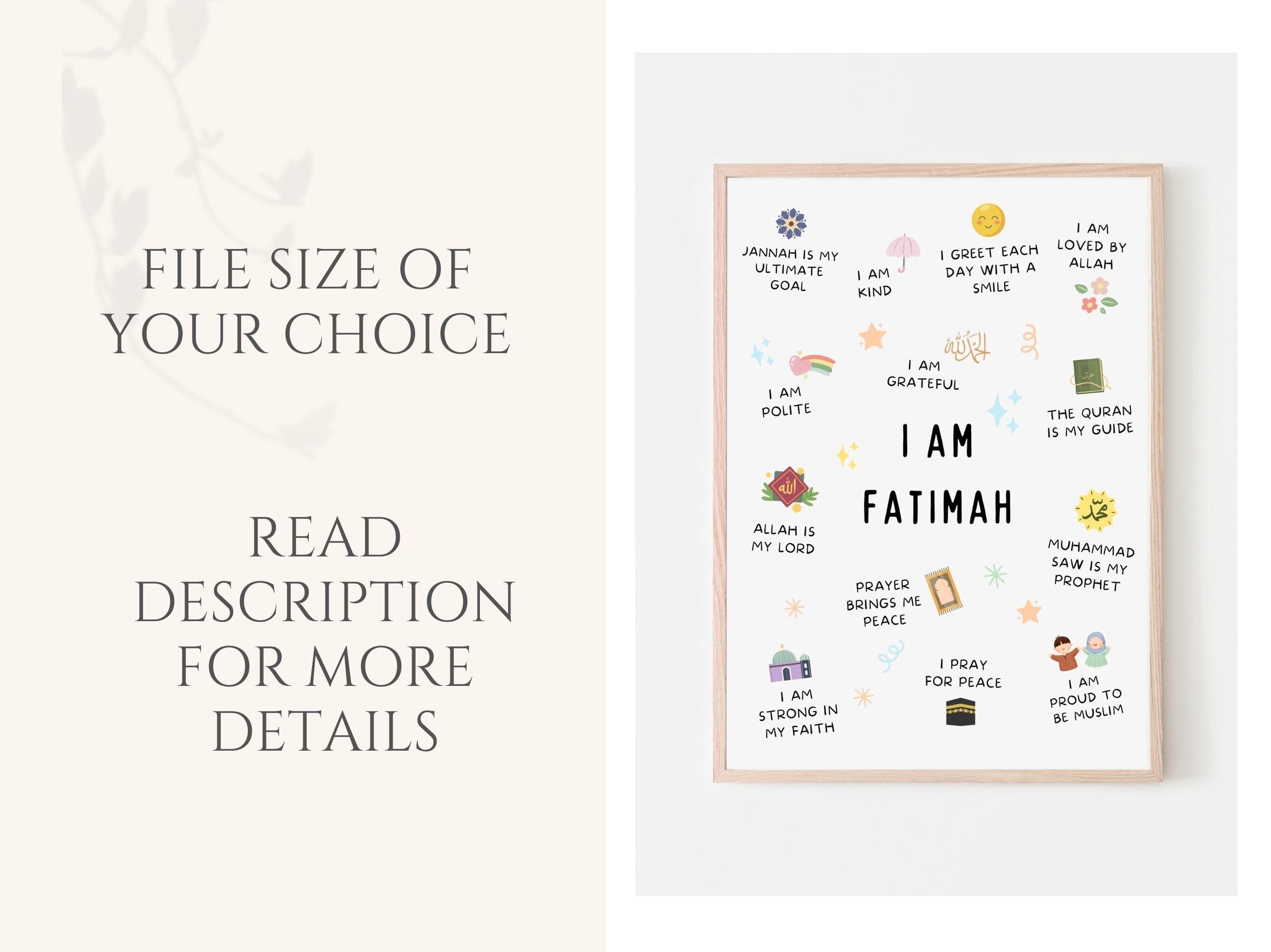 Personalised Islamic Wall Art, Islamic Affirmations Wall Art, Muslim Affirmations, Islamic Kids Wall Art, Muslim Kids, Islamic Kids Decor - image 5