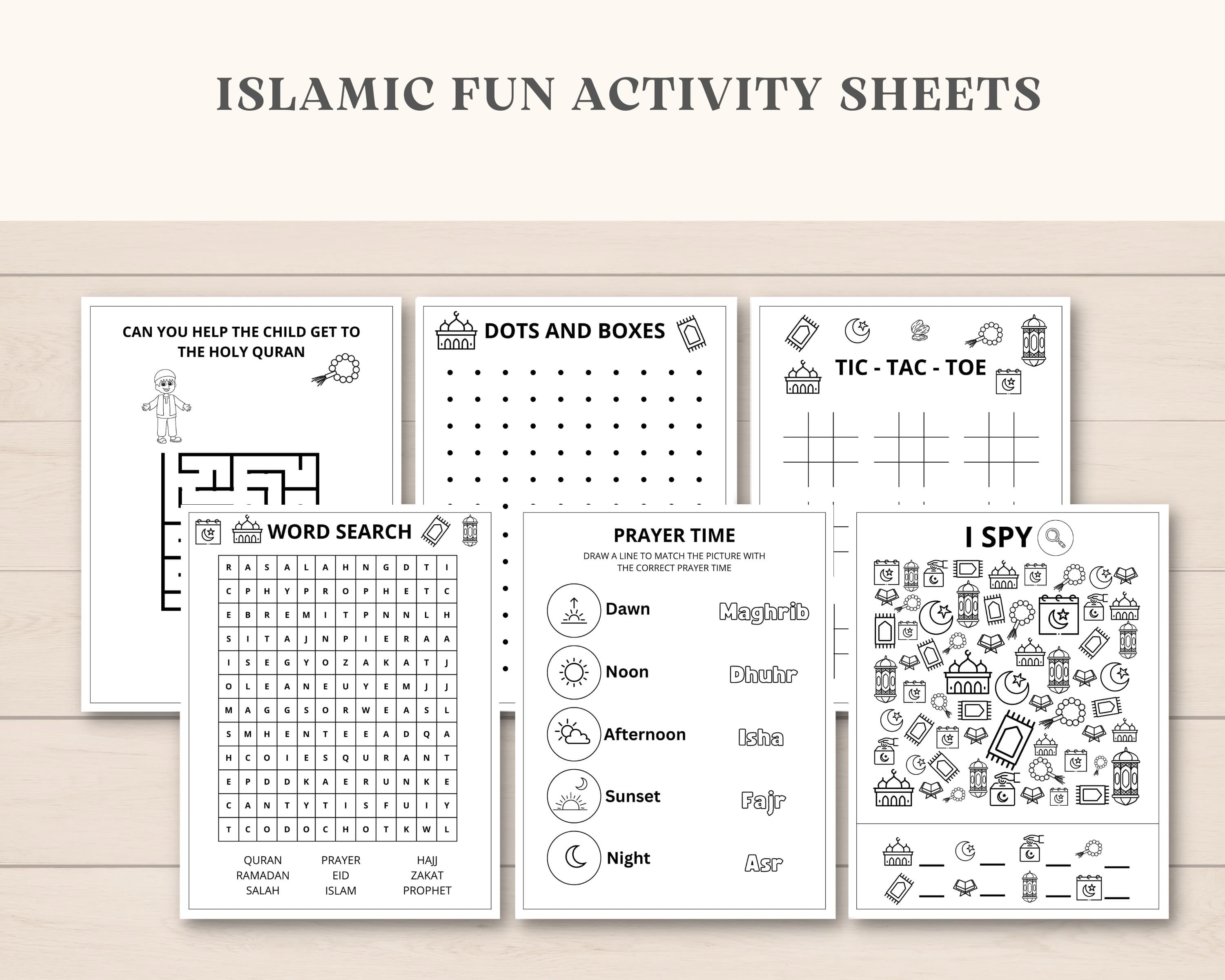 This fun Instant Download Islamic Activity Pack is a perfect way to keep kids engaged on holiday/ Umrah/ Hajj/ Eid/ Ramadan. The PDF has fun Islamic games and colouring sheets. It can also be used as a party favour. Print as many as you like.