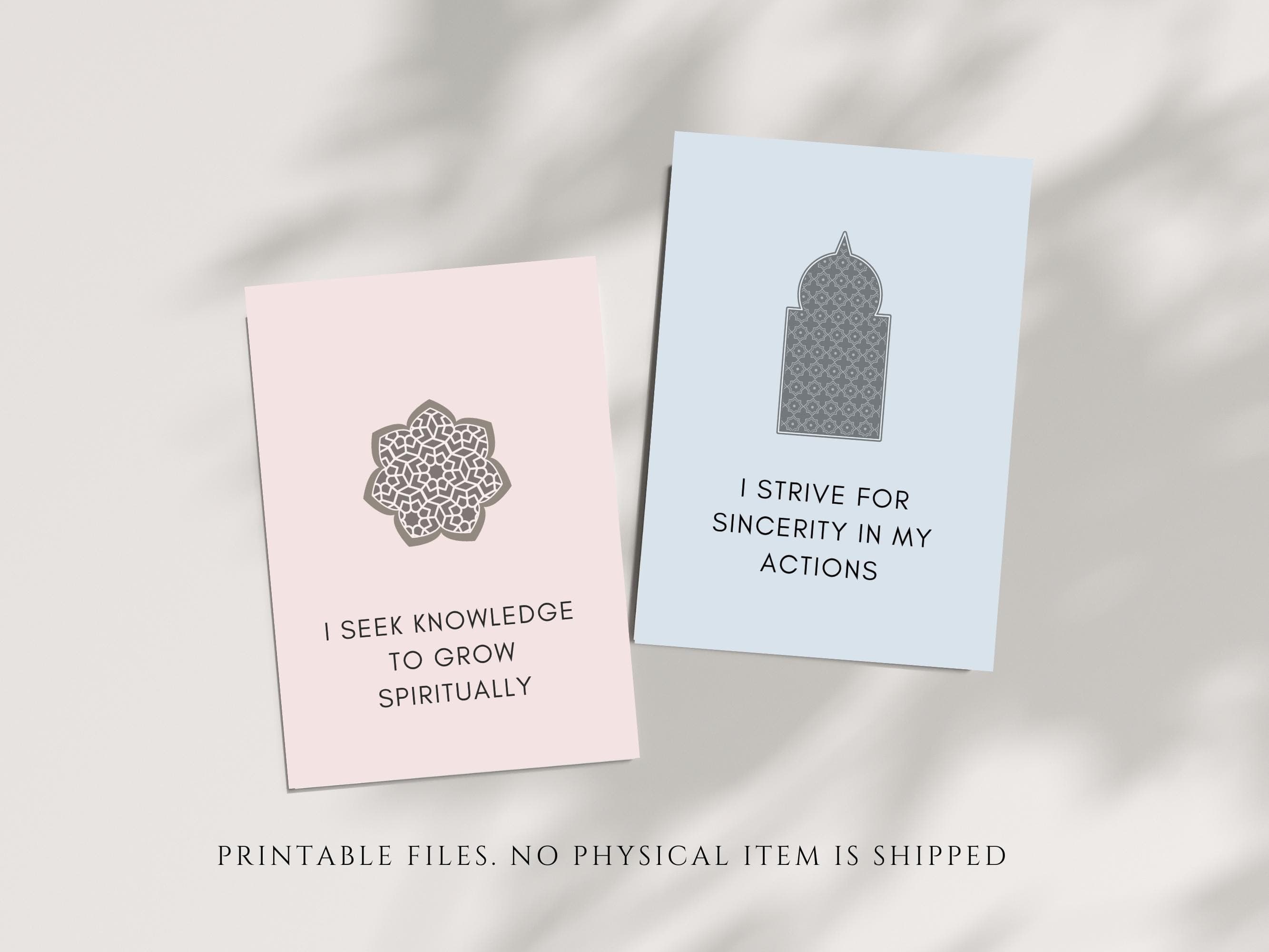 These 28  cards feature unique Islamic affirmations rooted in Islamic values. From gratitude and patience to kindness and resilience, these affirmatio.