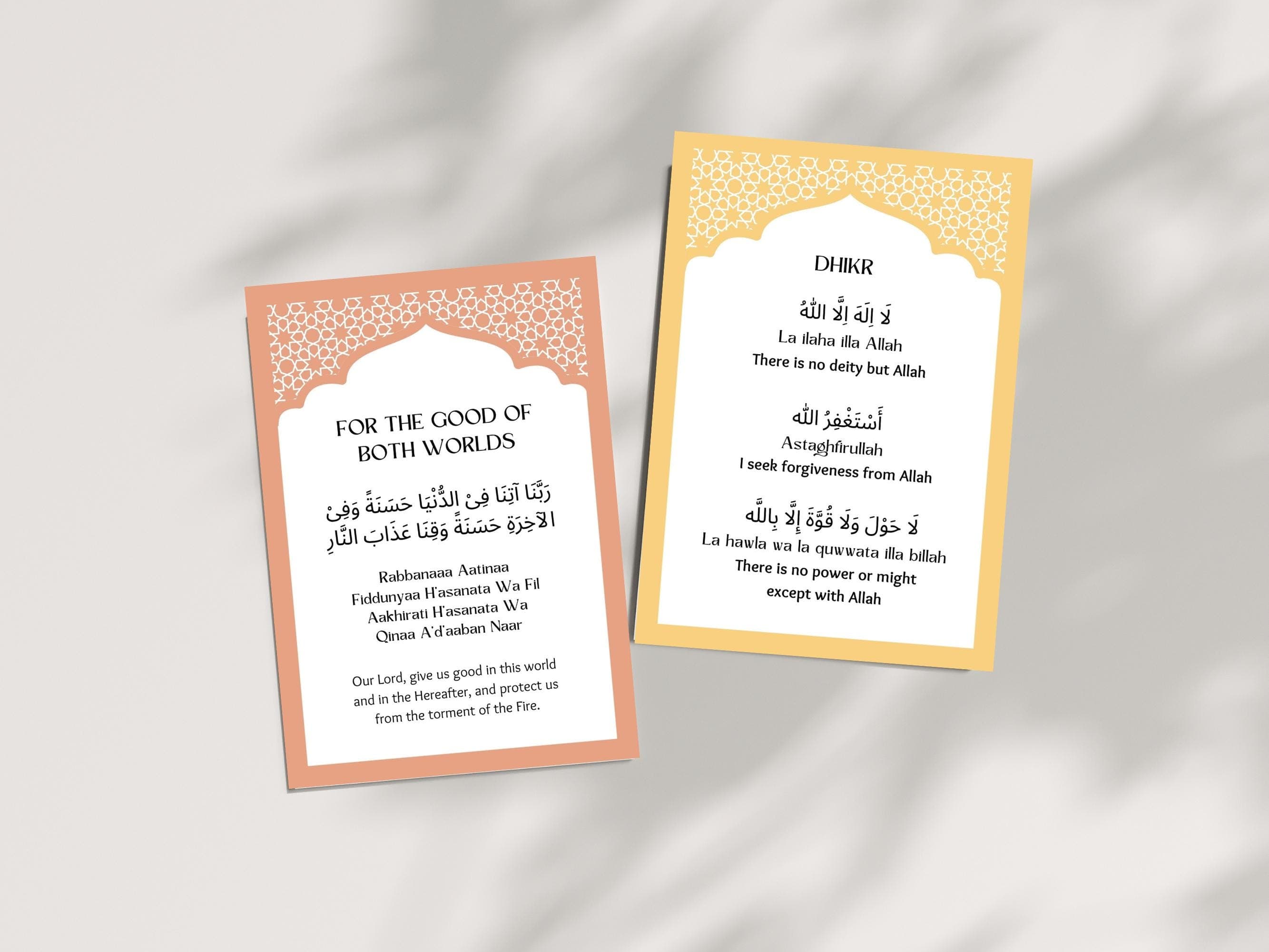 Strengthen your connection with Allah with these Daily Duas and Dhikr Cards. Each card is beautifully designed with a minimalist style.