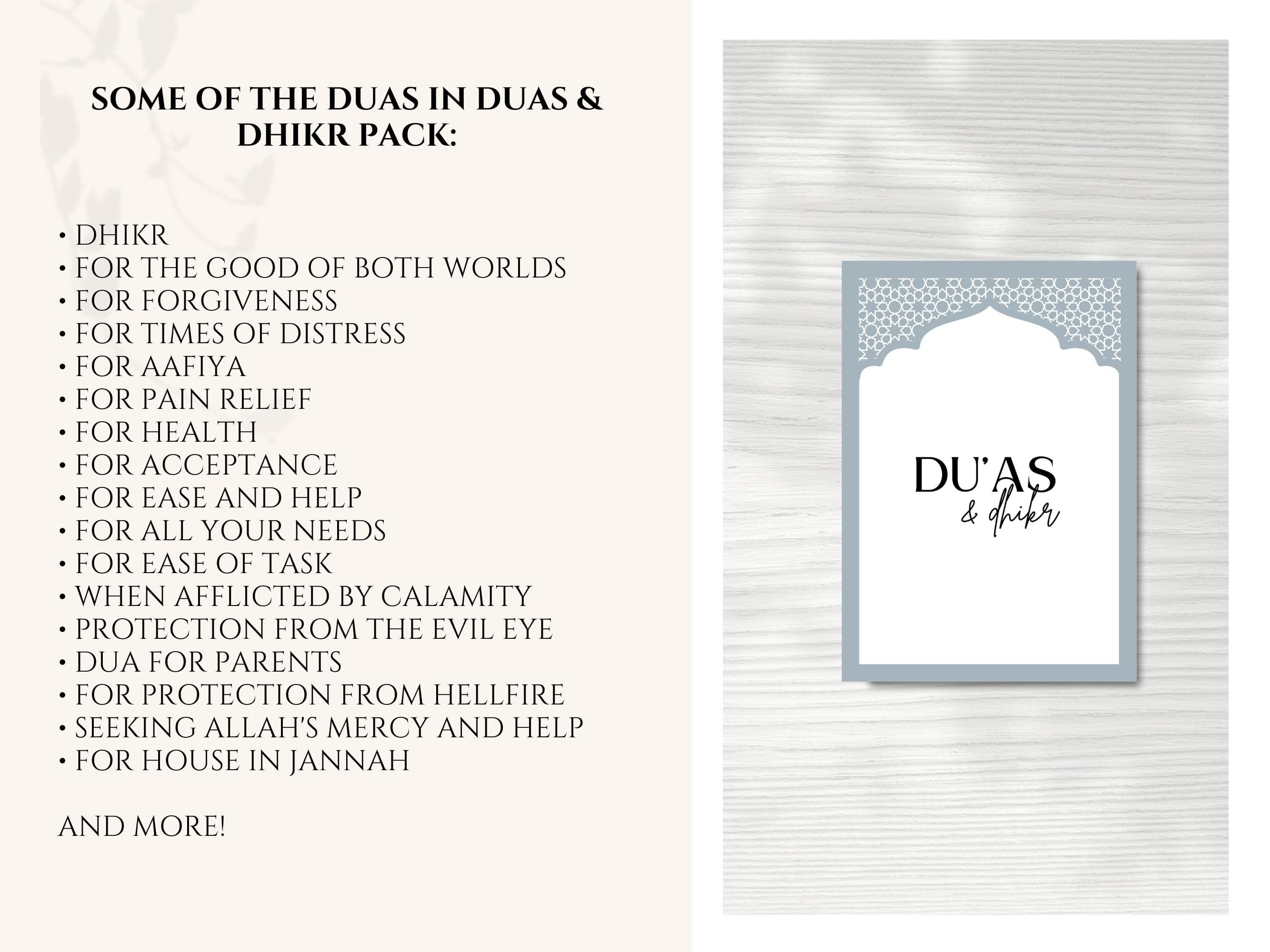 Strengthen your connection with Allah with these Daily Duas and Dhikr Cards. Each card is beautifully designed with a minimalist style.