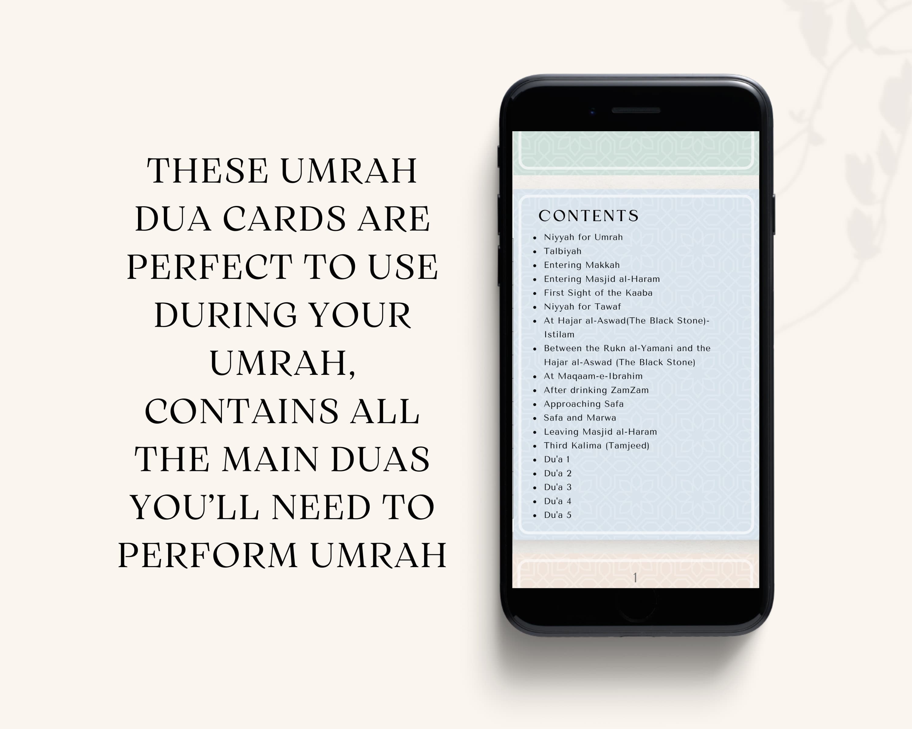 These Digital Umrah Dua Cards are perfect to use during your Umrah. It contains all the main Umrah duas you’ll need to perform Umrah/ Hajj.