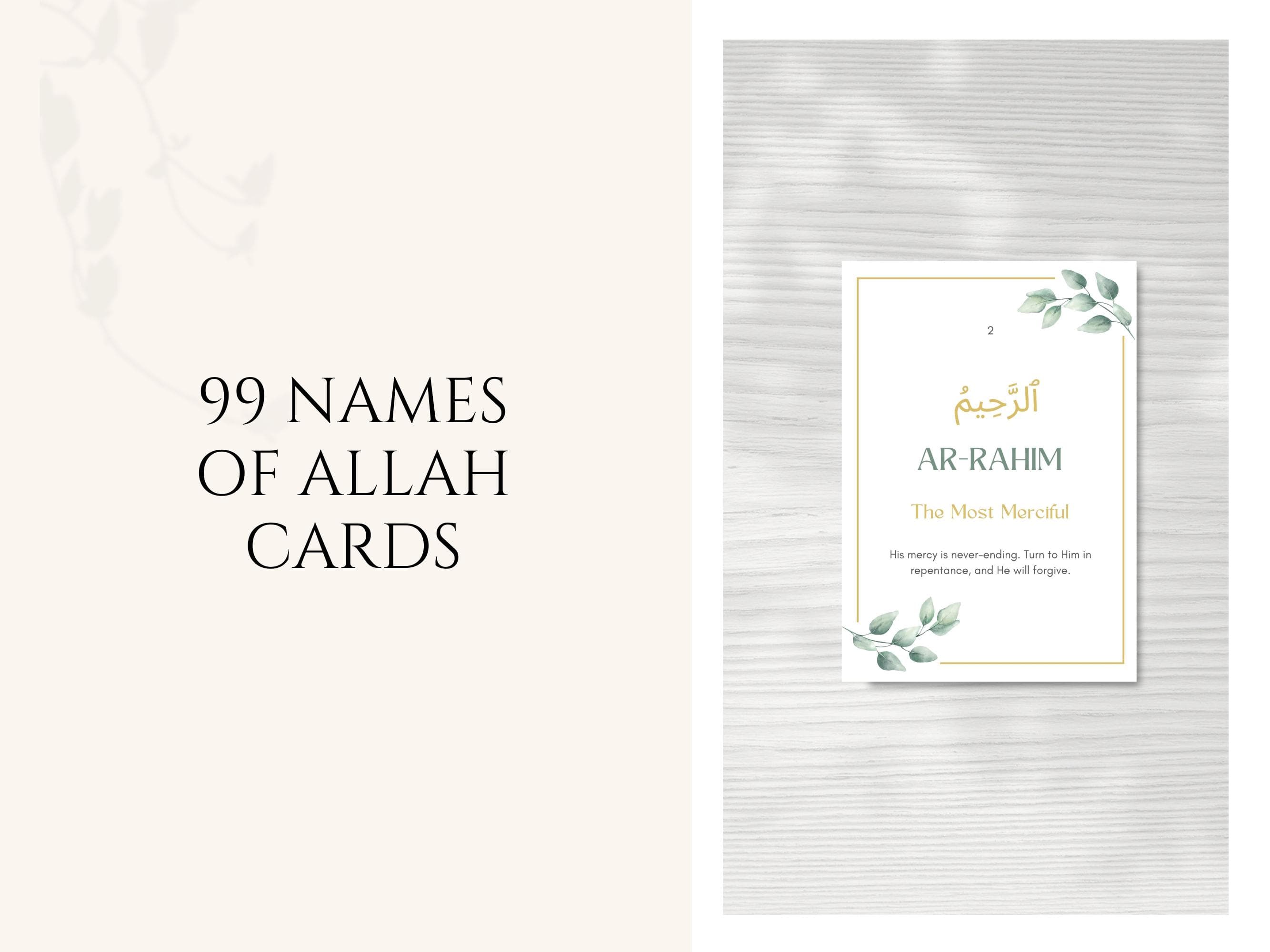 Learn 99 Names of Allah with this set of Asma Ul Husna Islamic Flashcards.