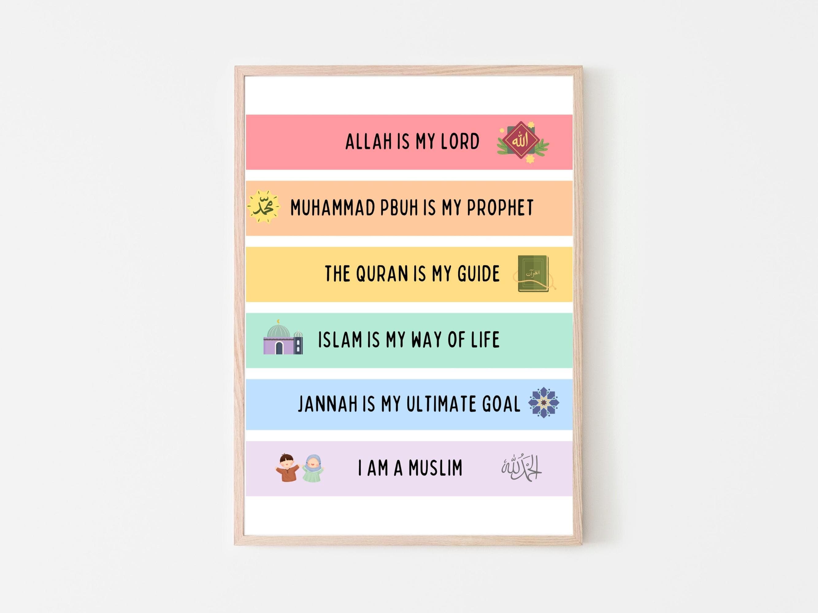 This Islamic Kids wall art is a wonderful addition to any child's bedroom or playroom. These vibrant and engaging designs, rooted in Islamic values are perfect for Muslim Kids.