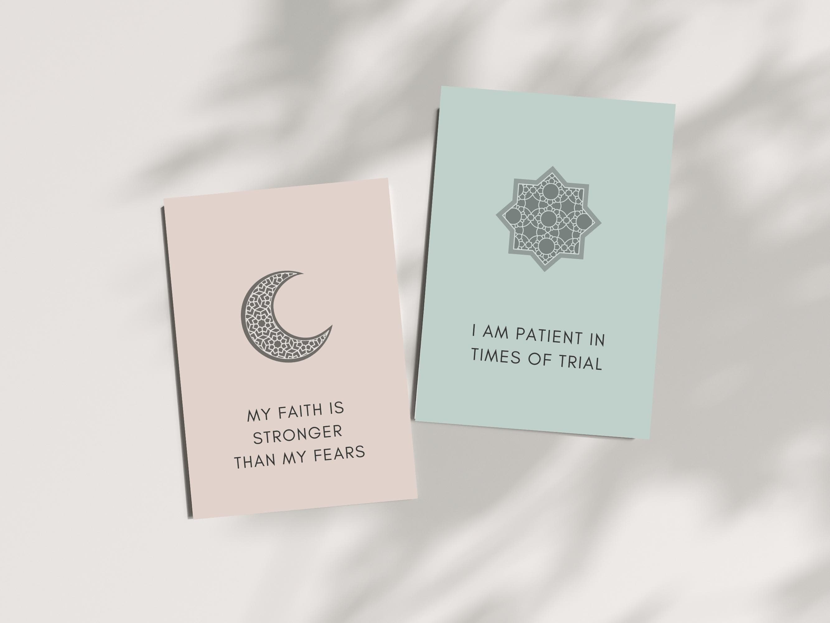These 28  cards feature unique Islamic affirmations rooted in Islamic values. From gratitude and patience to kindness and resilience, these affirmatio.