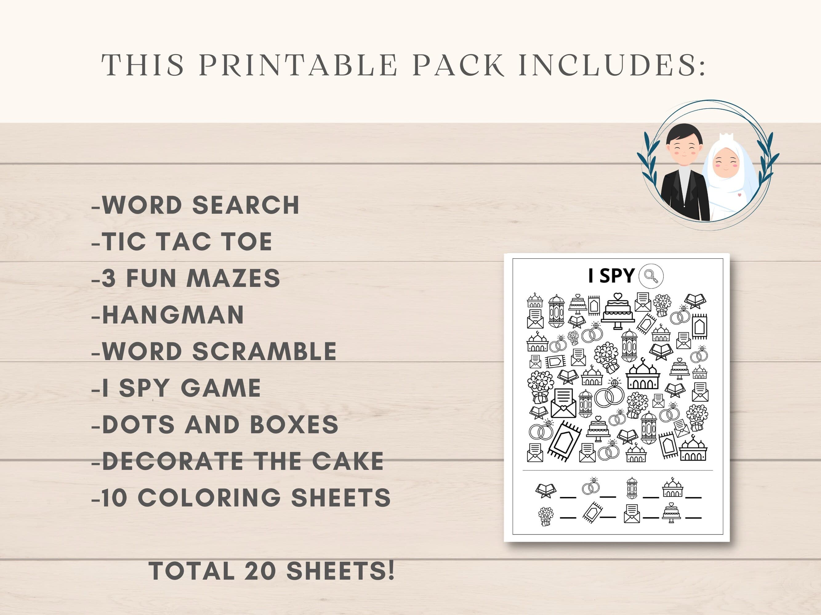 Islamic Wedding Activity Pack, Nikkah Activities, Muslim Wedding activity, Islamic Wedding Coloring, Islamic Wedding, Wedding activity pack - image 4
