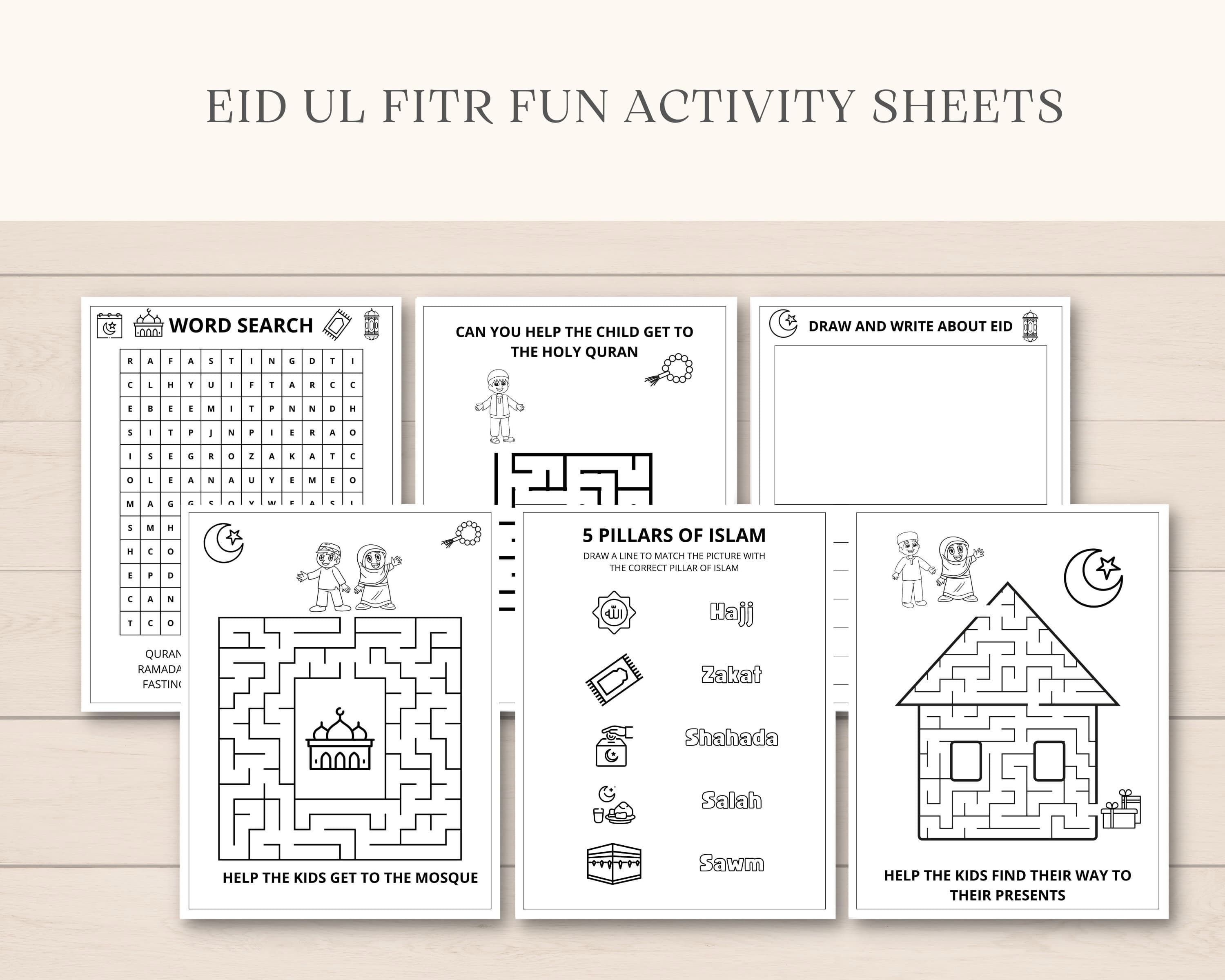 This fun Instant Download Eid ul Fitr Activity Pack is a perfect way to keep kids engaged this Eid. The PDF has fun Eid games and colouring sheets. It can also be used as a party favour.