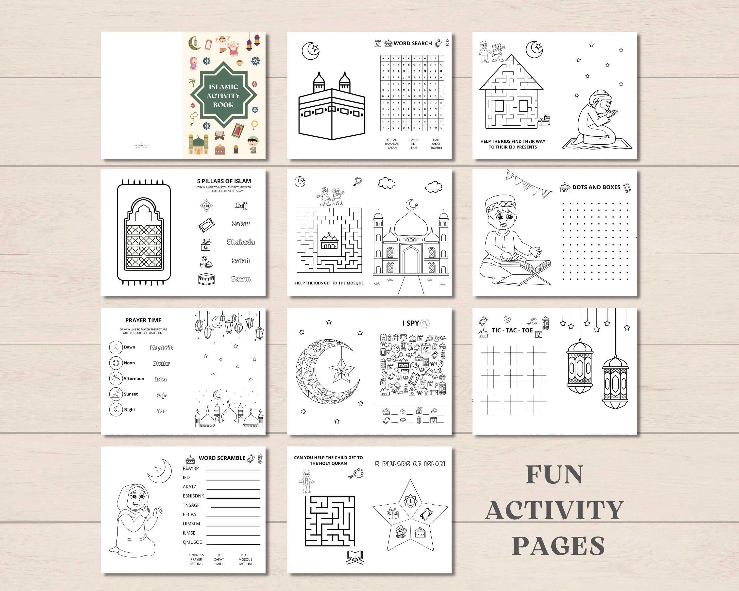 This Islamic Activity Book is a perfect way to keep kids engaged on holiday/ Umrah/ Hajj/ Eid/ Ramadan. The PDF has fun Islamic games and colouring sheets. It can also be used as a party favour. Print as many as you like.