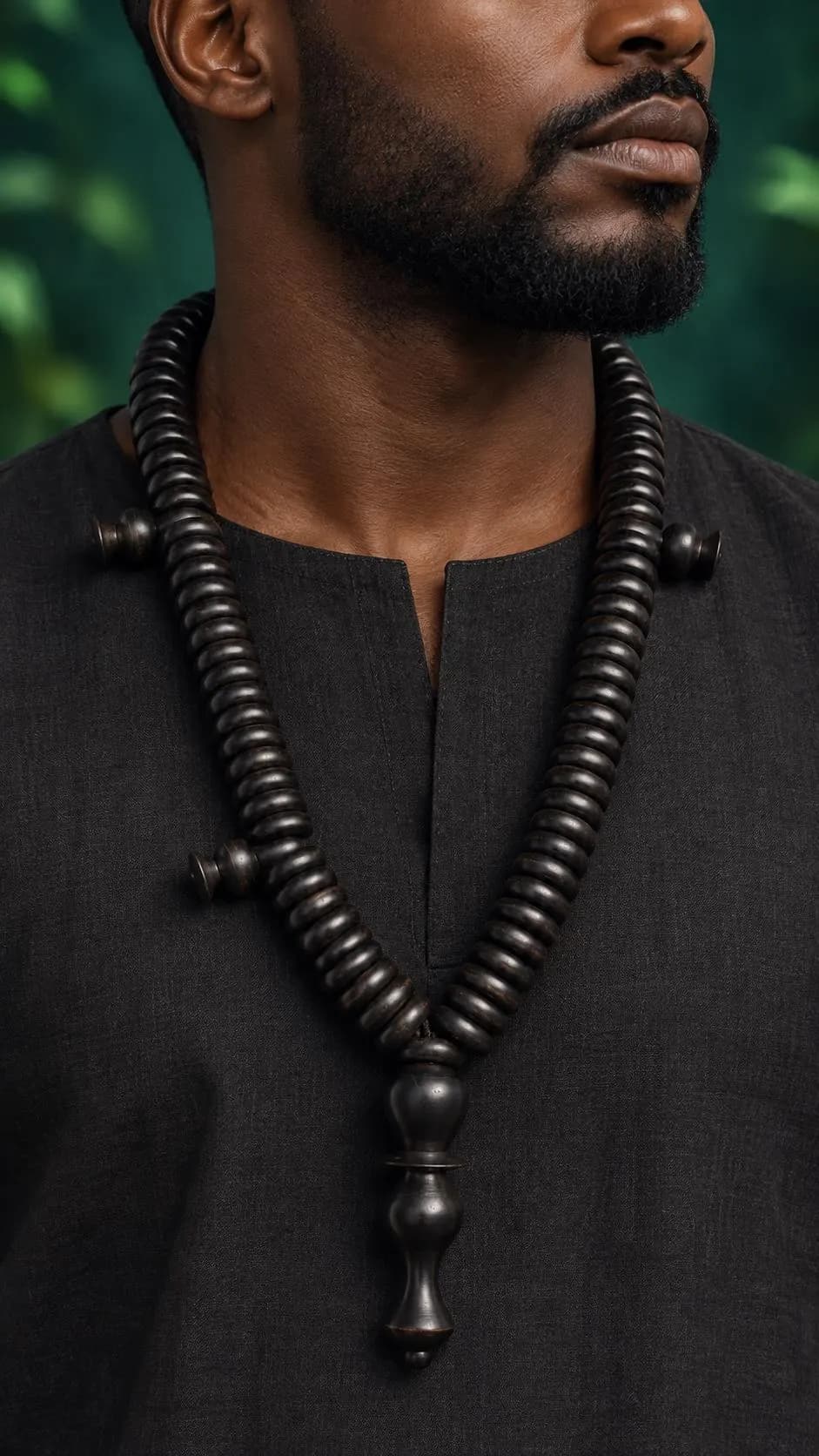 Black Ivory/Ebony Beaded Necklace Tasbih Prayer Beads Zikr Dhikr Beads Sufism Bayefall Authentic Wood