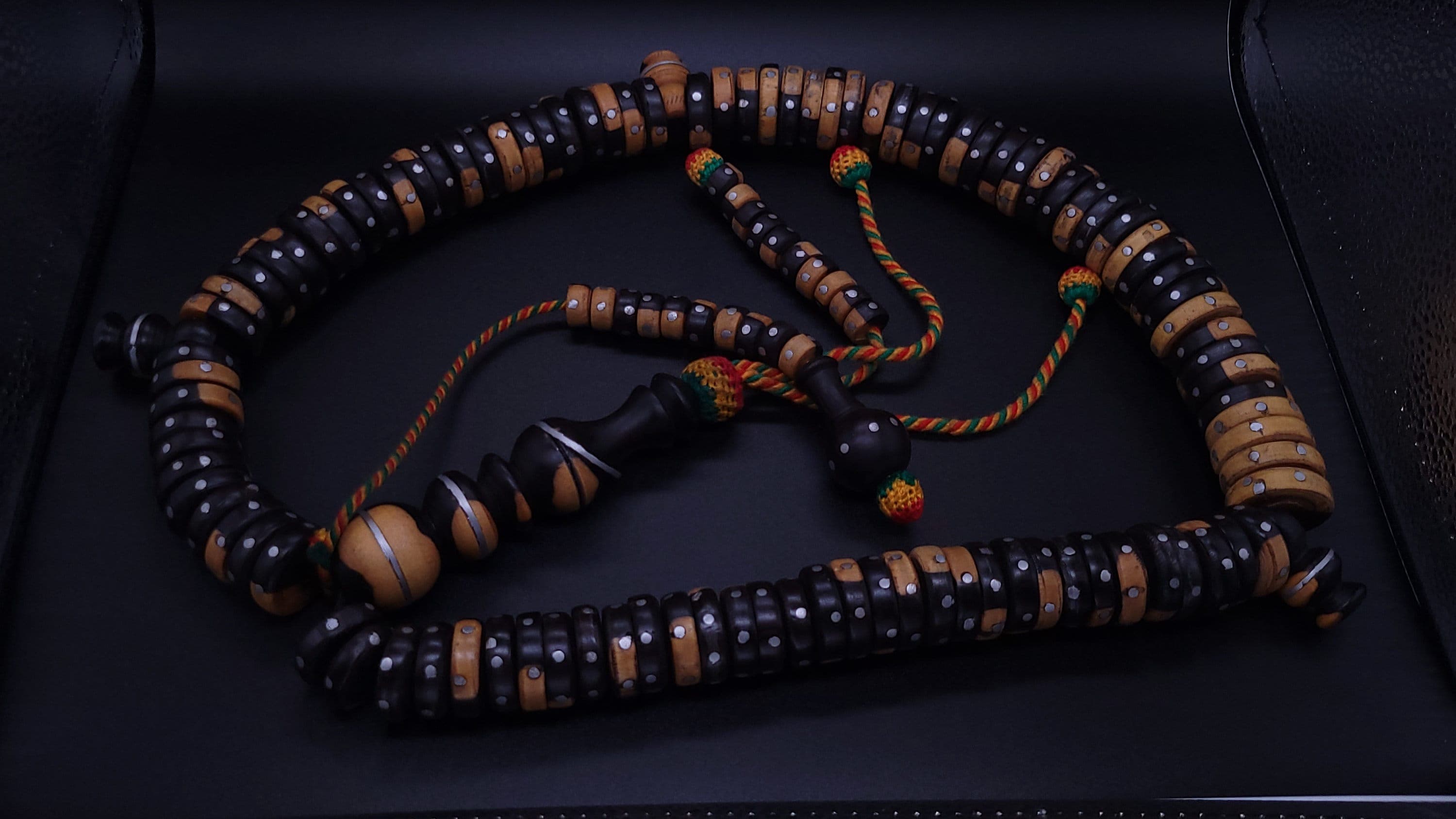Multicolor BayeFall Beads 100 Count Black Ebony With Silver Inlay  Sufi Prayer Beads