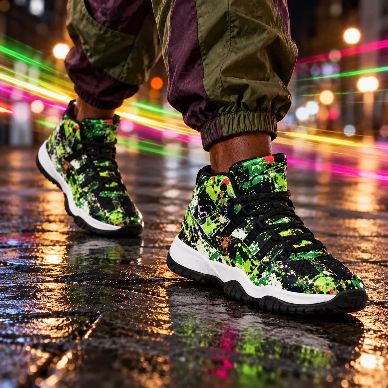Abstract Bayefall Retro Design Sneakers: Handcrafted Reimagined Footwear