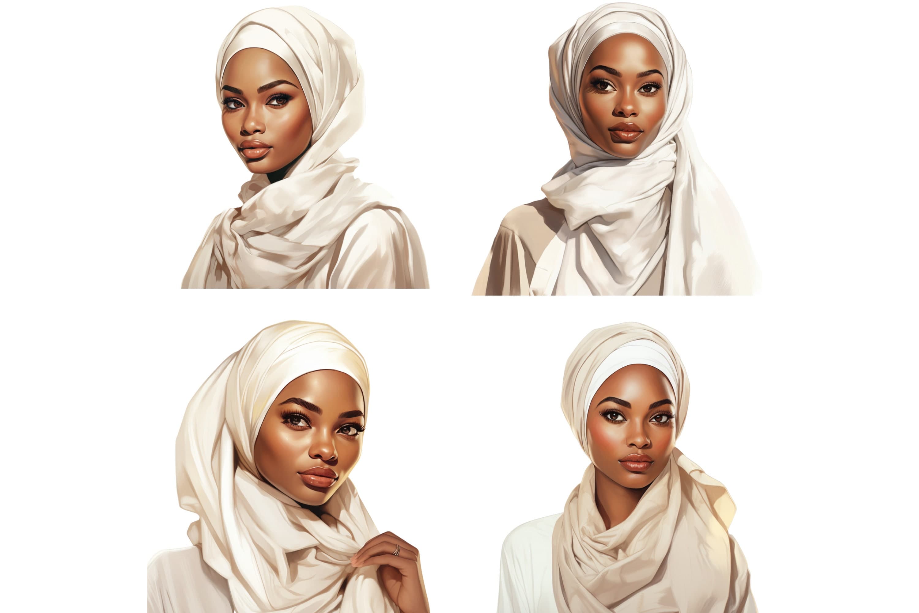 Muslim Black Hijabi Girl Clipart, African Girl Clipart, Muslim Girl PNG, Islamic Art, Muslim Anime Girl, Muslim Cartoon, Dark Skin Hijabi